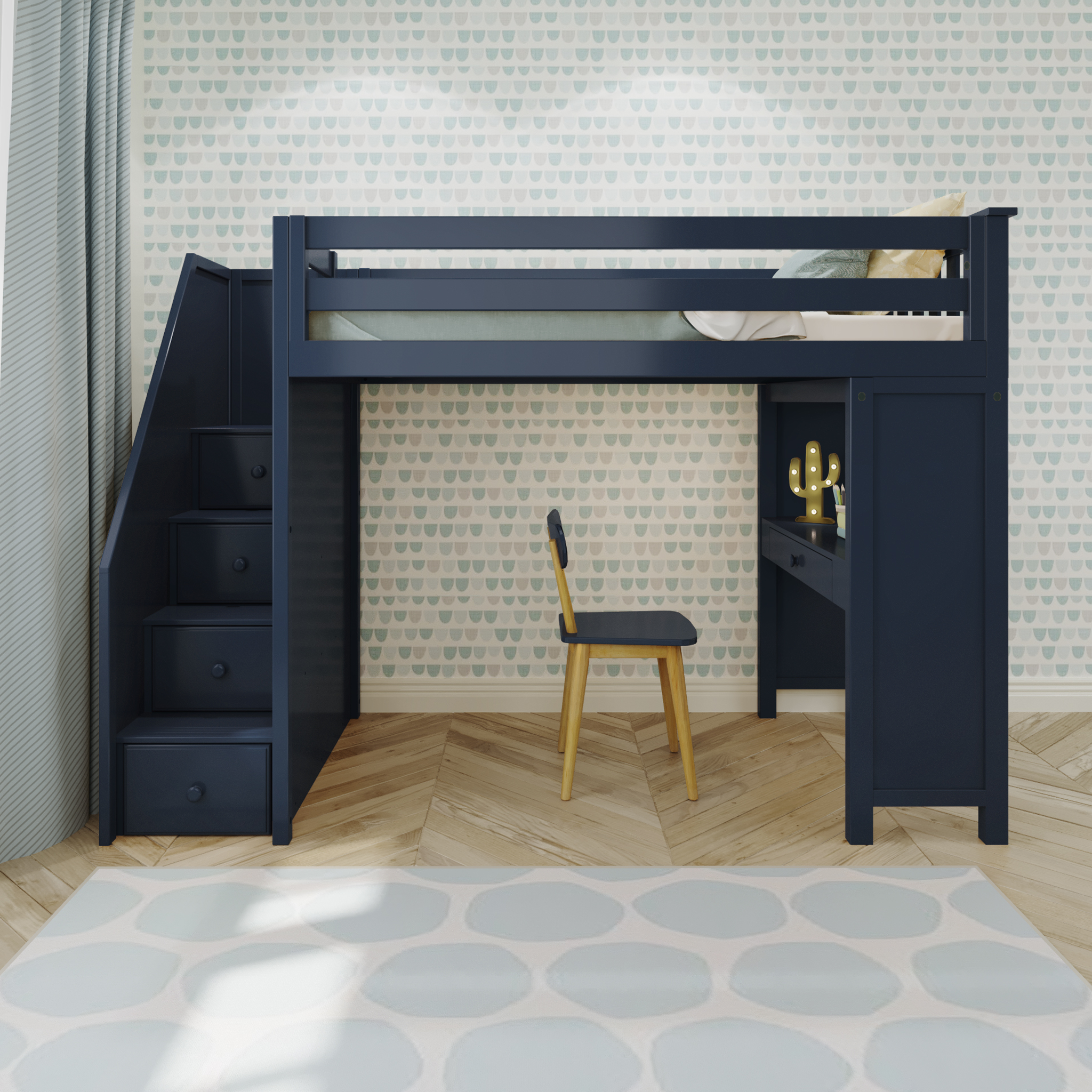 Brighton - Twin High Loft w/ Staircase & Desk - Tots to Teens Furniture