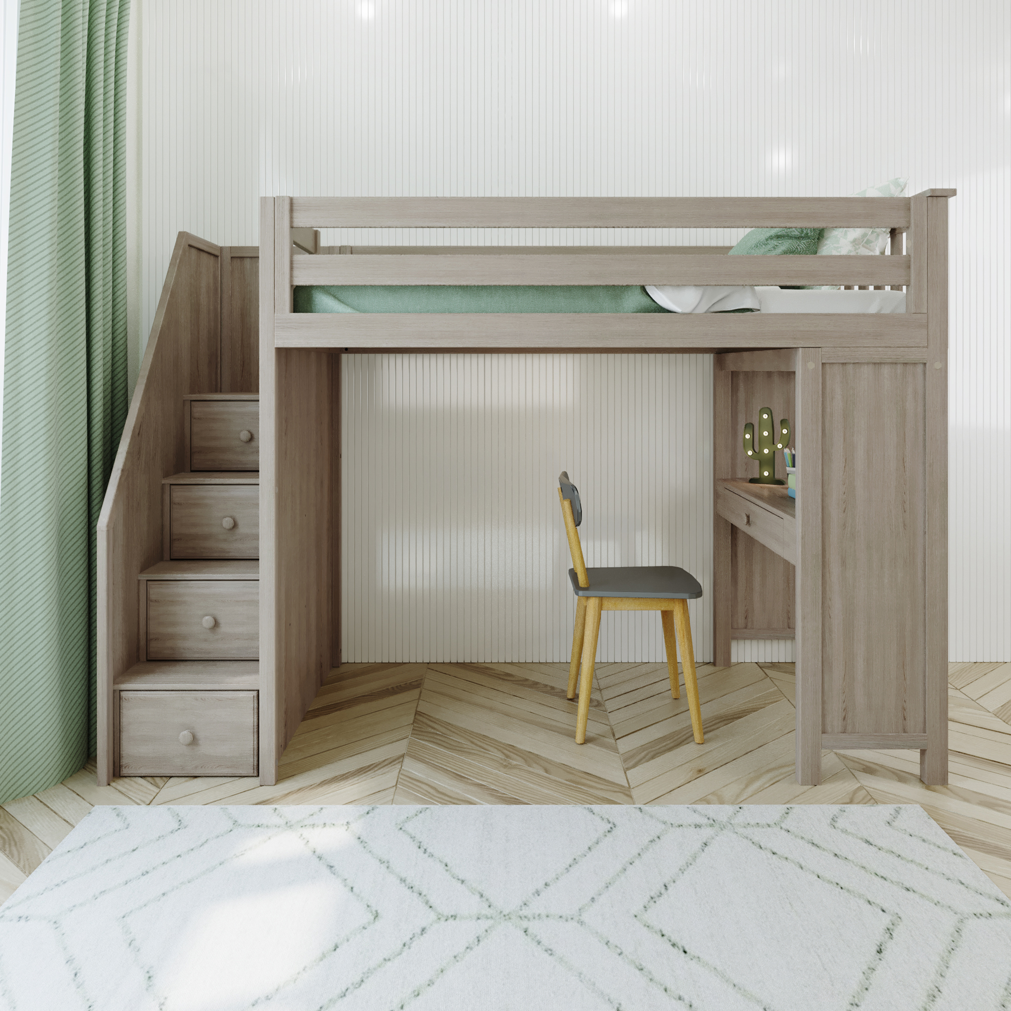 Brighton - Twin High Loft w/ Staircase & Desk - Tots to Teens Furniture