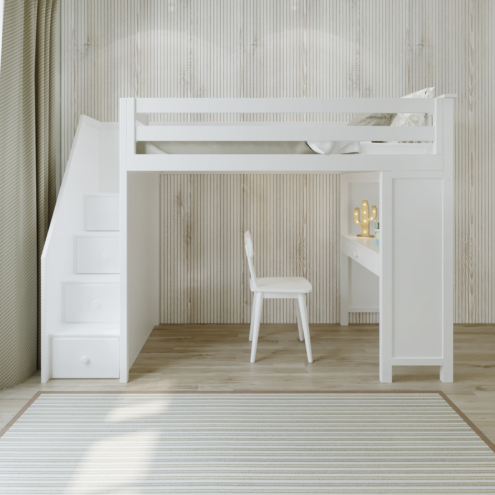 Brighton - Twin High Loft w/ Staircase & Desk - Tots to Teens Furniture