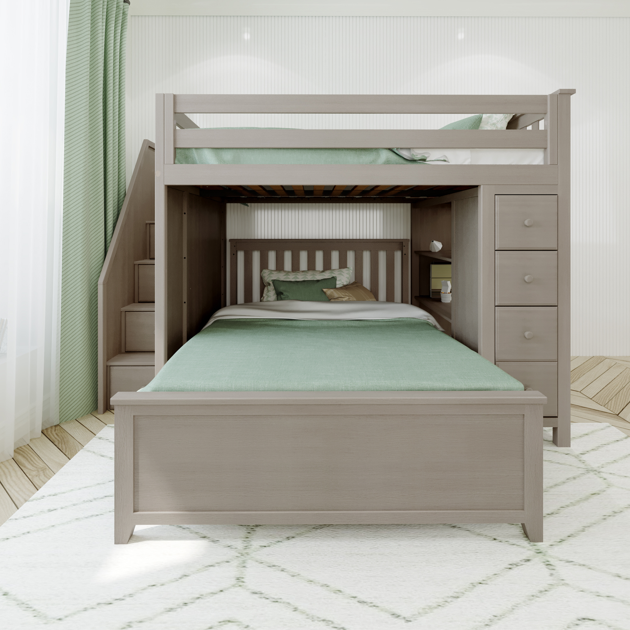 Cheltenham 1 - Full High Loft w/ Staircase, Dresser-Bookcase & Full-Size Bed - Tots to Teens Furniture