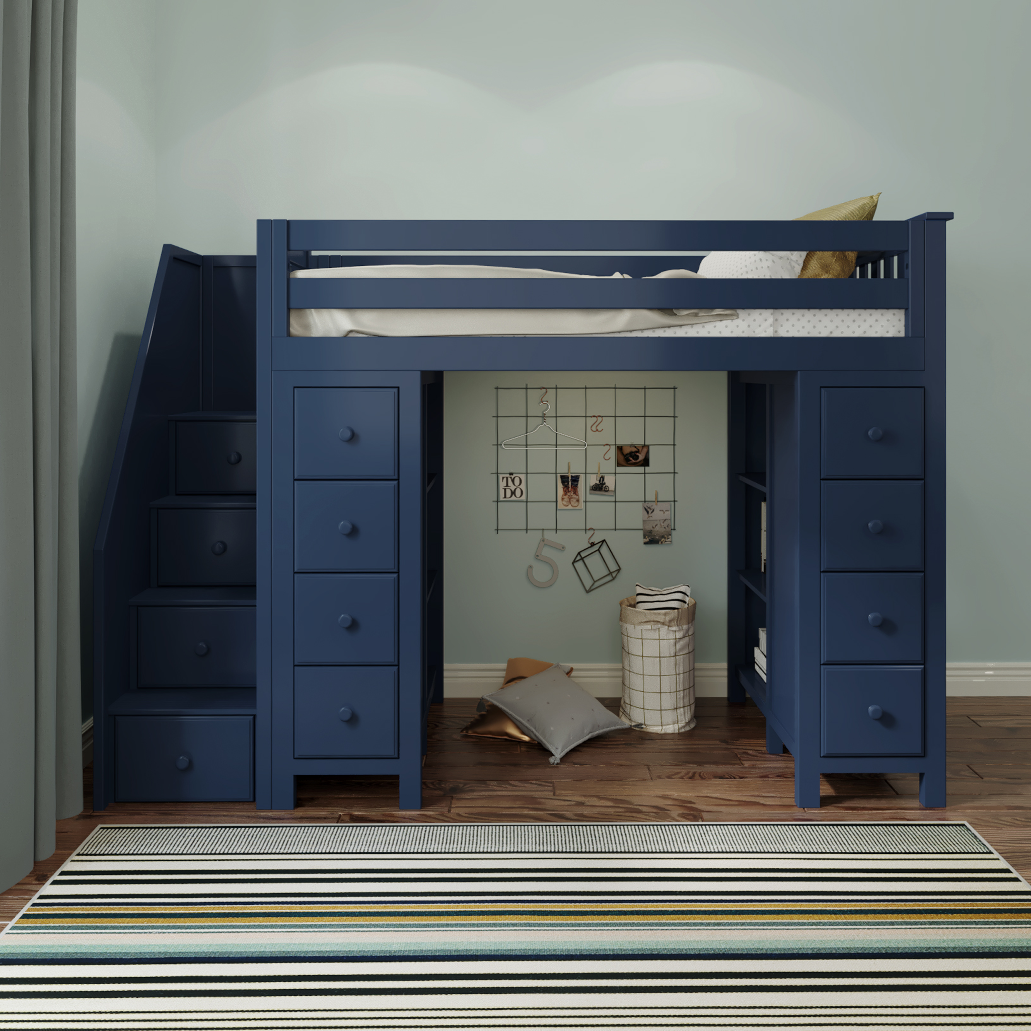 Chester - Twin High Loft w/ Staircase & 2x Dresser-Bookcase - Tots to Teens Furniture