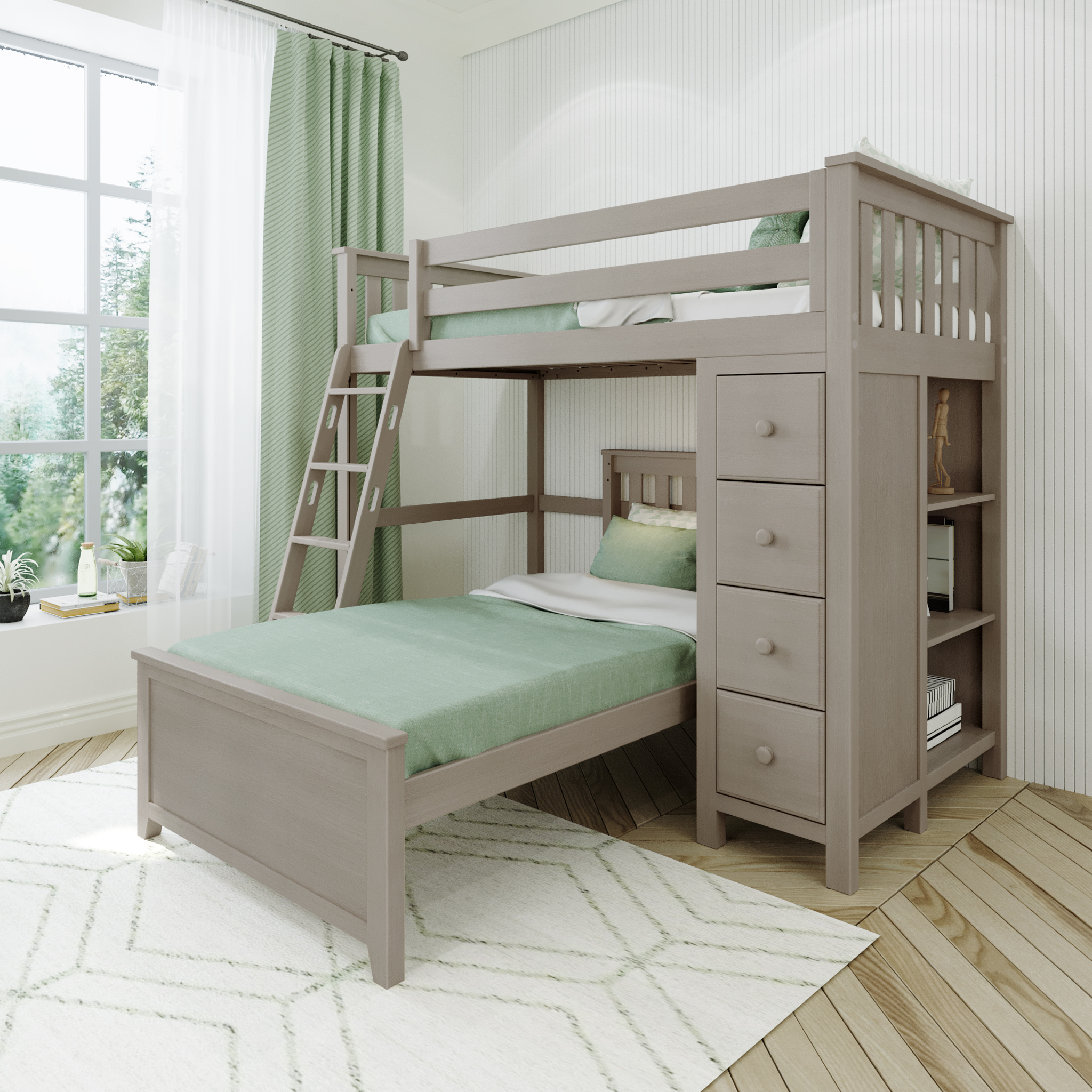 Edinburgh 1 - Twin All-in-One w/ Dresser-Bookcase & Twin-Size Bed - Tots to Teens Furniture