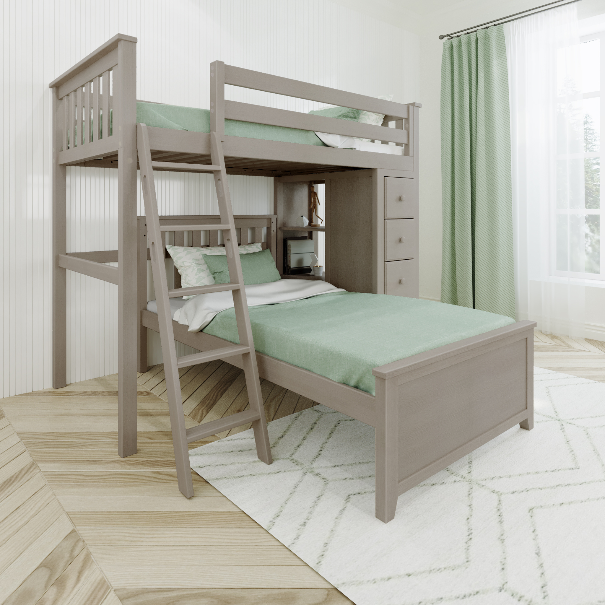 Edinburgh 1 - Twin All-in-One w/ Dresser-Bookcase & Twin-Size Bed - Tots to Teens Furniture