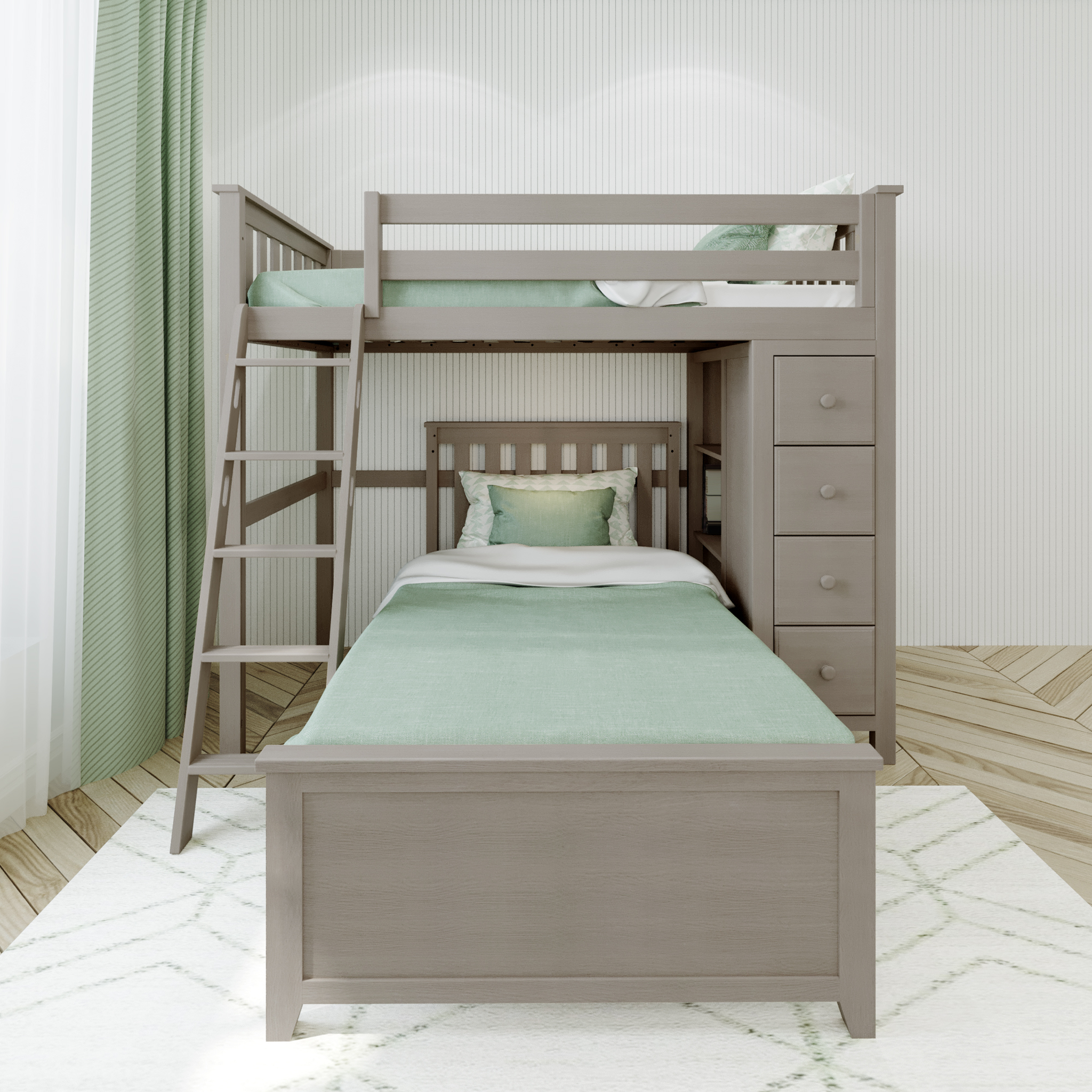 Edinburgh 1 - Twin All-in-One w/ Dresser-Bookcase & Twin-Size Bed - Tots to Teens Furniture