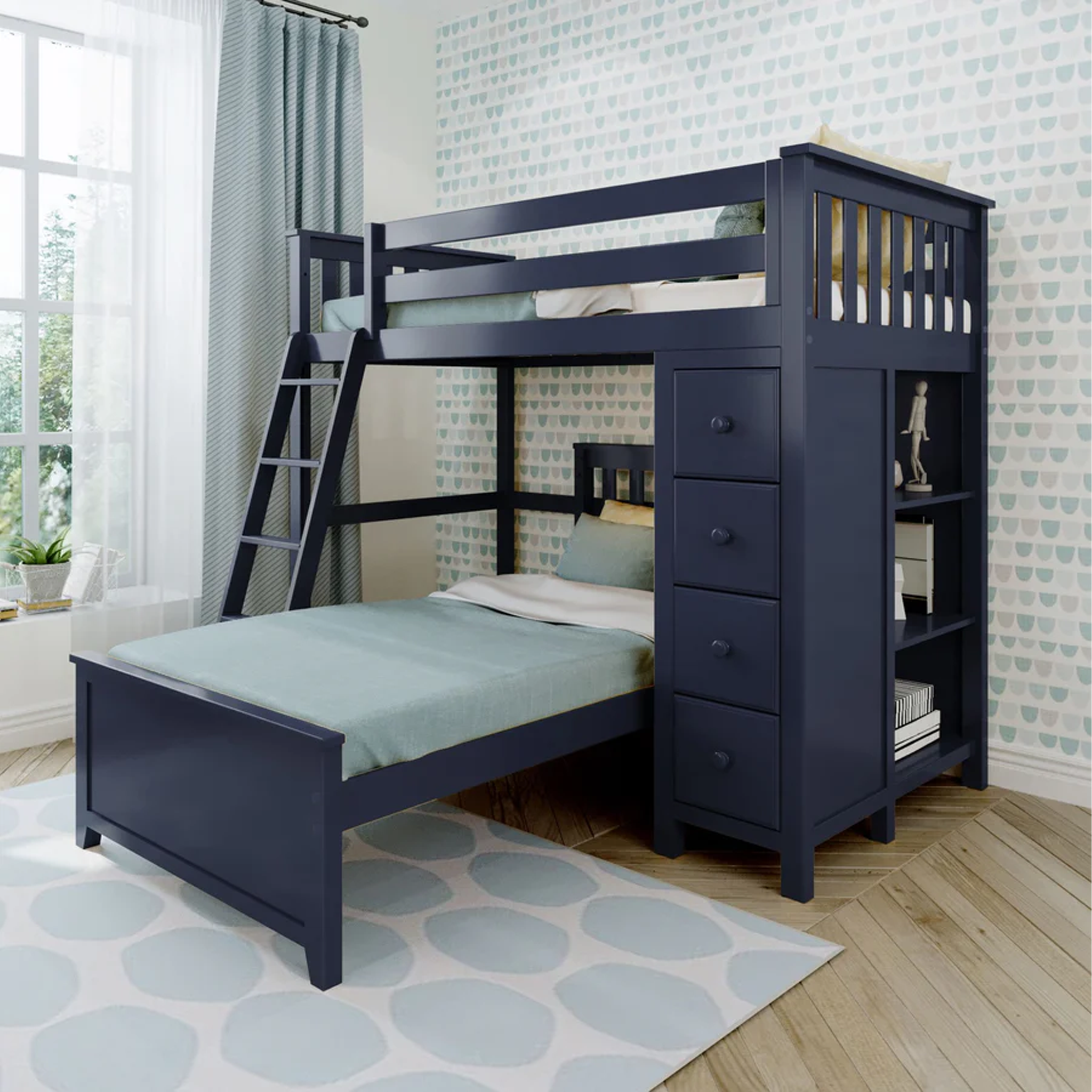 Edinburgh 1 - Twin All-in-One w/ Dresser-Bookcase & Twin-Size Bed - Tots to Teens Furniture