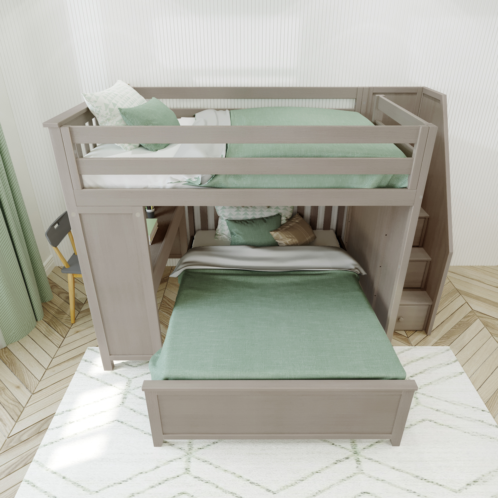 Fulham 1 - Full High Loft w/ Staircase, Desk & Full-Size Bed - Tots to Teens Furniture
