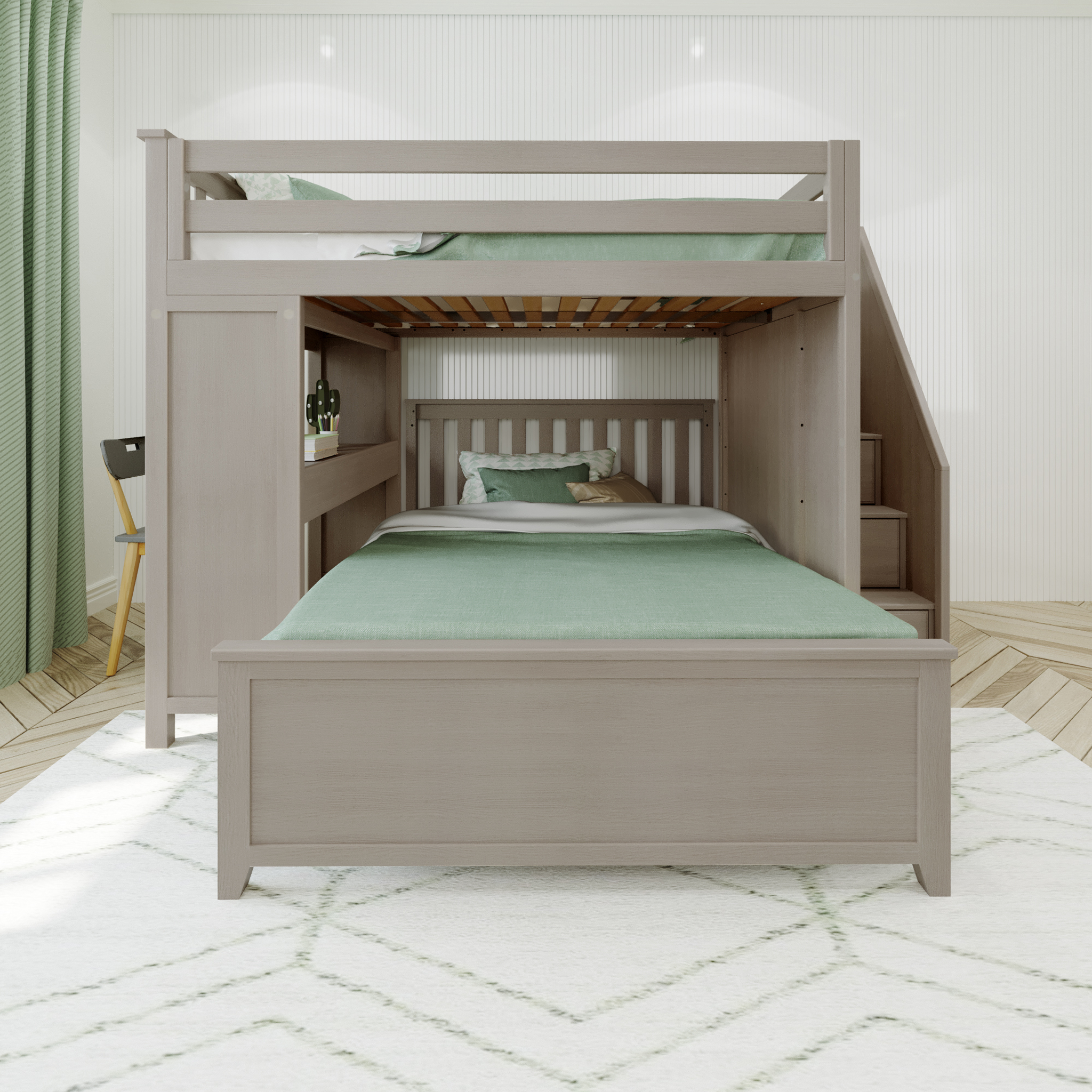 Fulham 1 - Full High Loft w/ Staircase, Desk & Full-Size Bed - Tots to Teens Furniture
