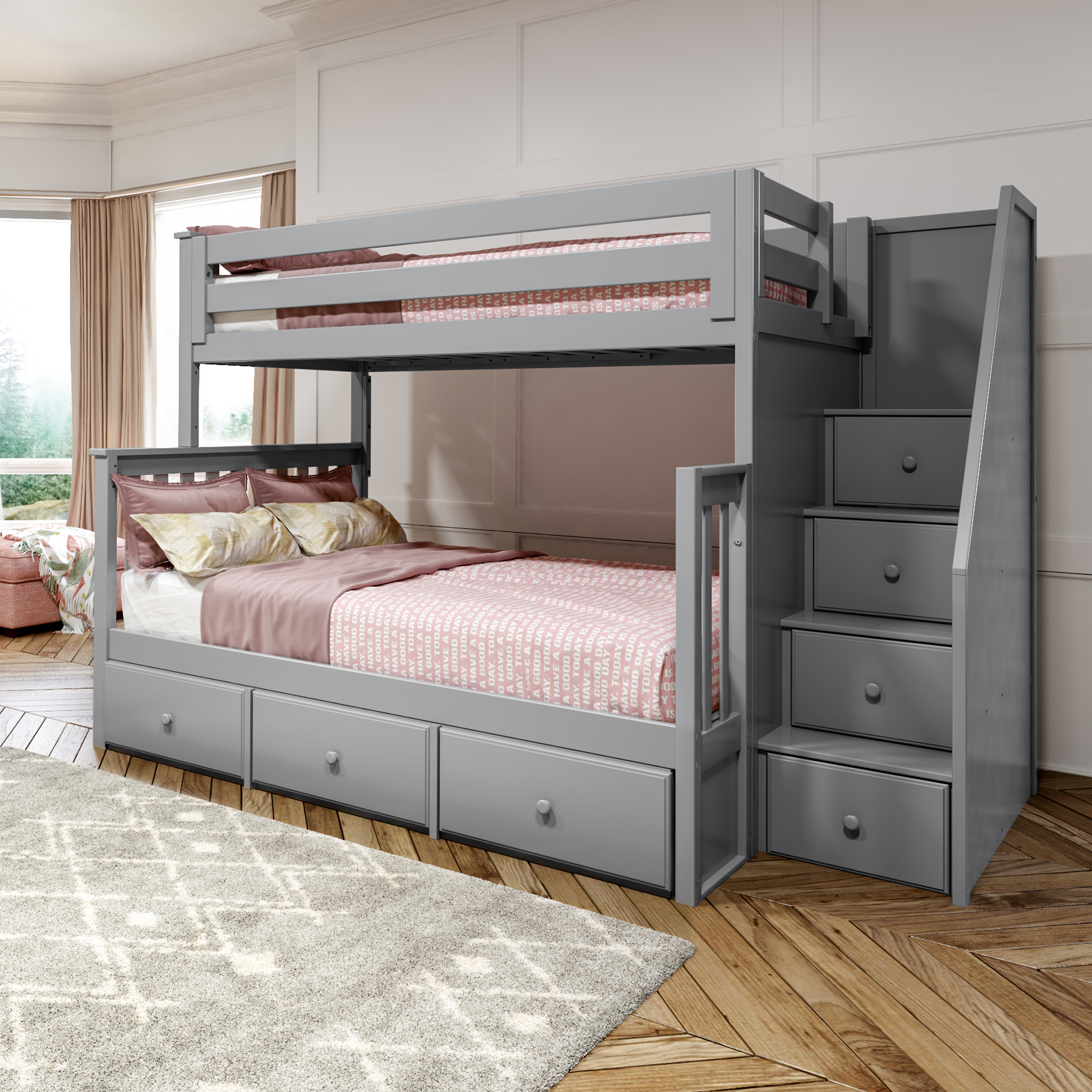 Newcastle - Twin/Full Bunk Bed w/ Staircase - Tots to Teens Furniture