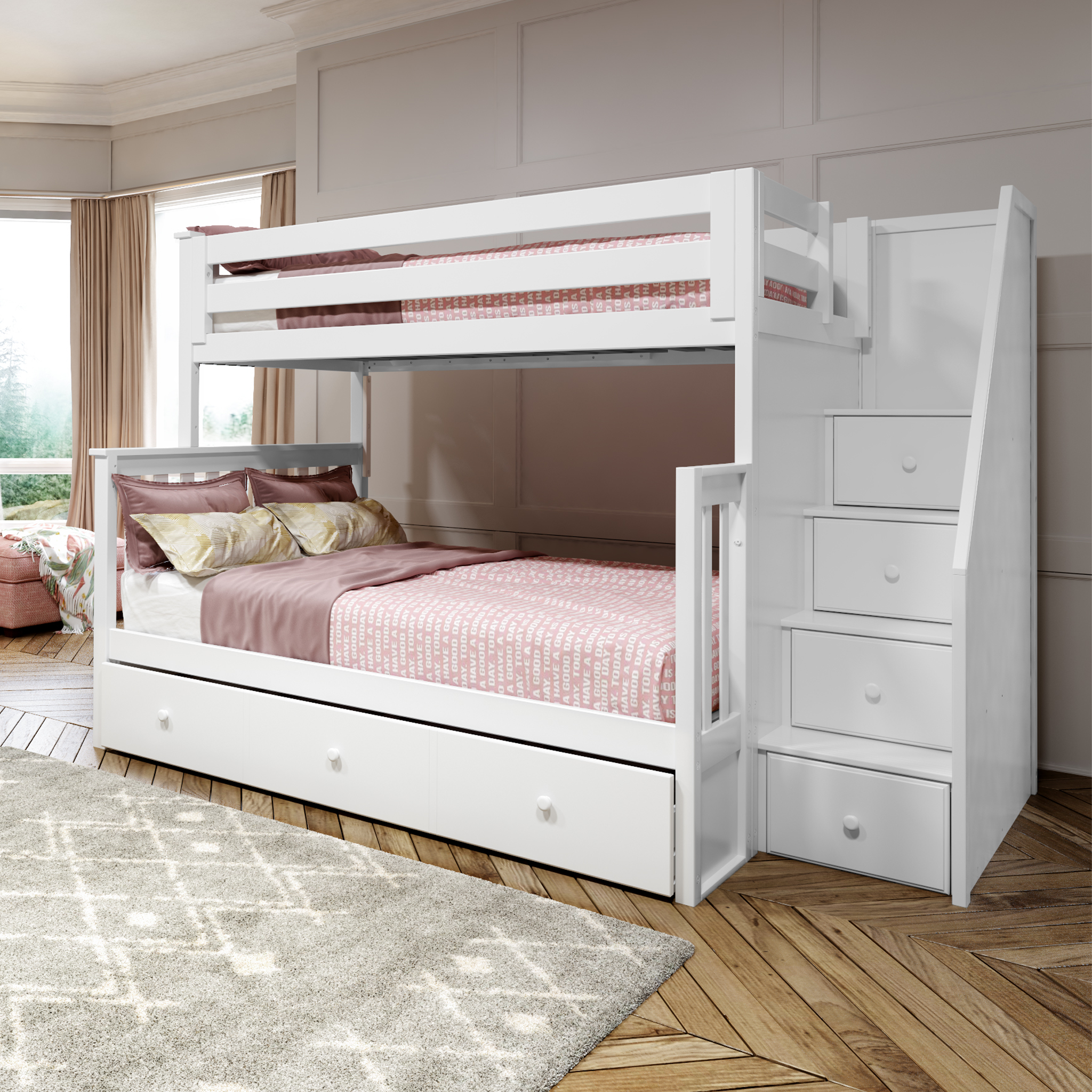 Newcastle - Twin/Full Bunk Bed w/ Staircase - Tots to Teens Furniture