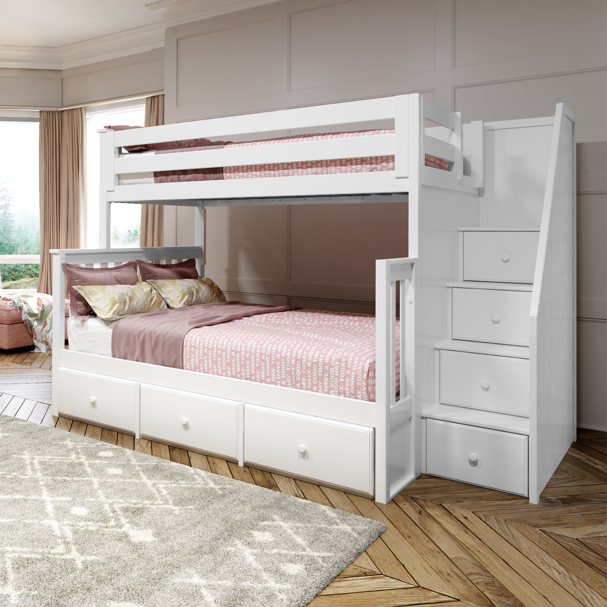 Newcastle - Twin/Full Bunk Bed w/ Staircase - Tots to Teens Furniture