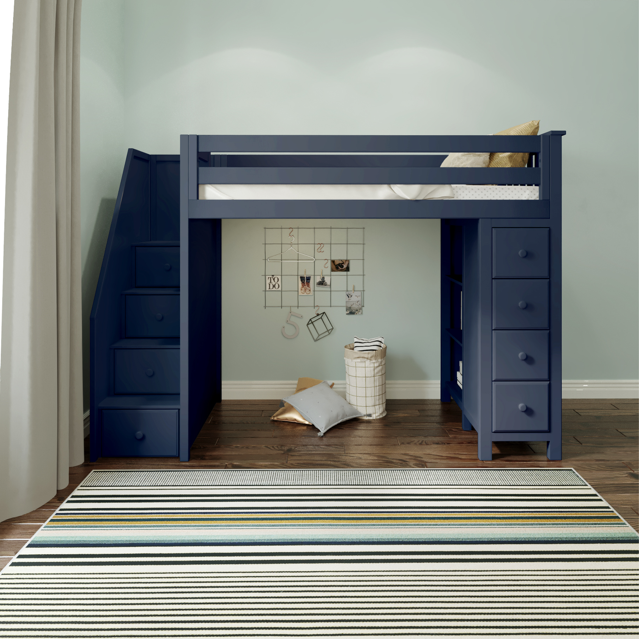 Oxford - Twin High Loft w/ Staircase & Dresser-Bookcase - Tots to Teens Furniture