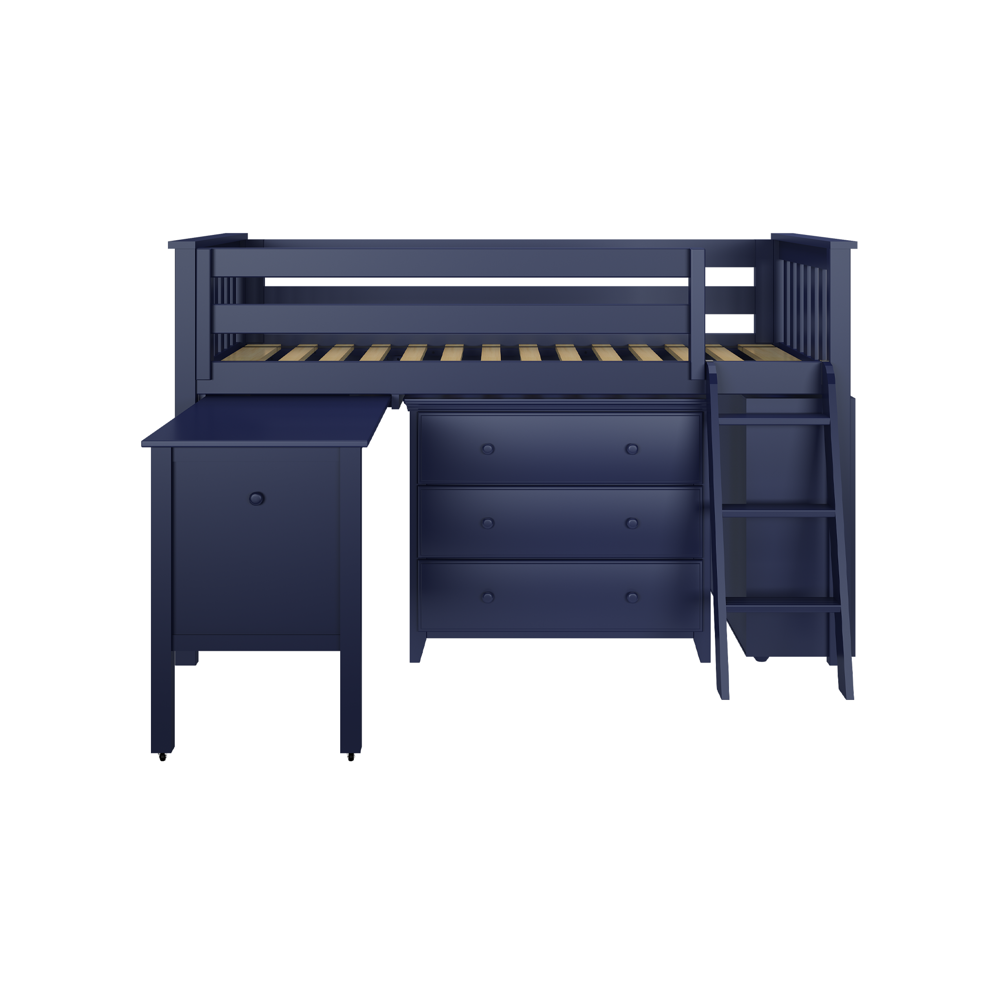 Windsor 2 - Low Loft Bed w/ Ladder, Dresser, Bookcase & Pull-out Desk - Tots to Teens Furniture