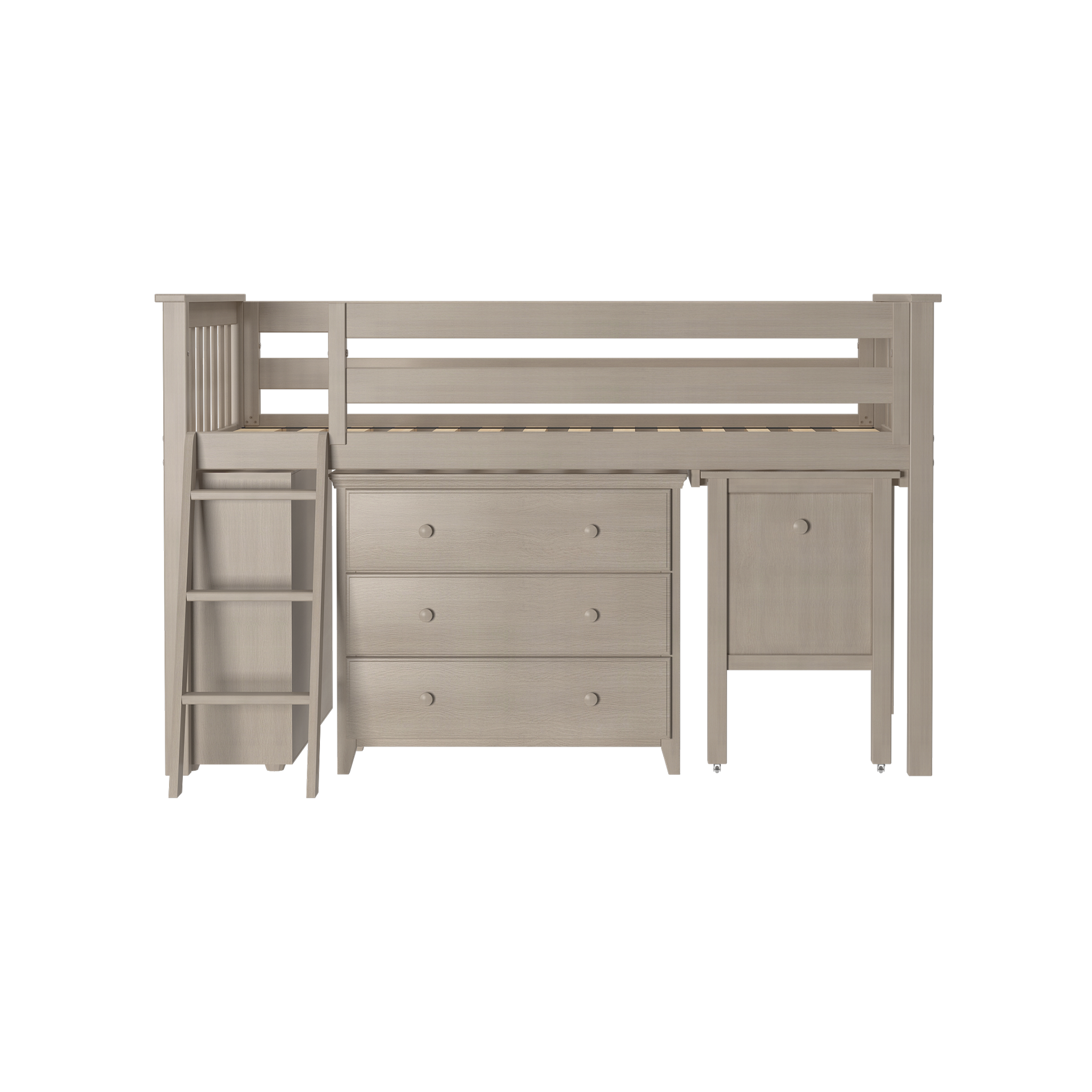 Windsor 2 - Low Loft Bed w/ Ladder, Dresser, Bookcase & Pull-out Desk - Tots to Teens Furniture