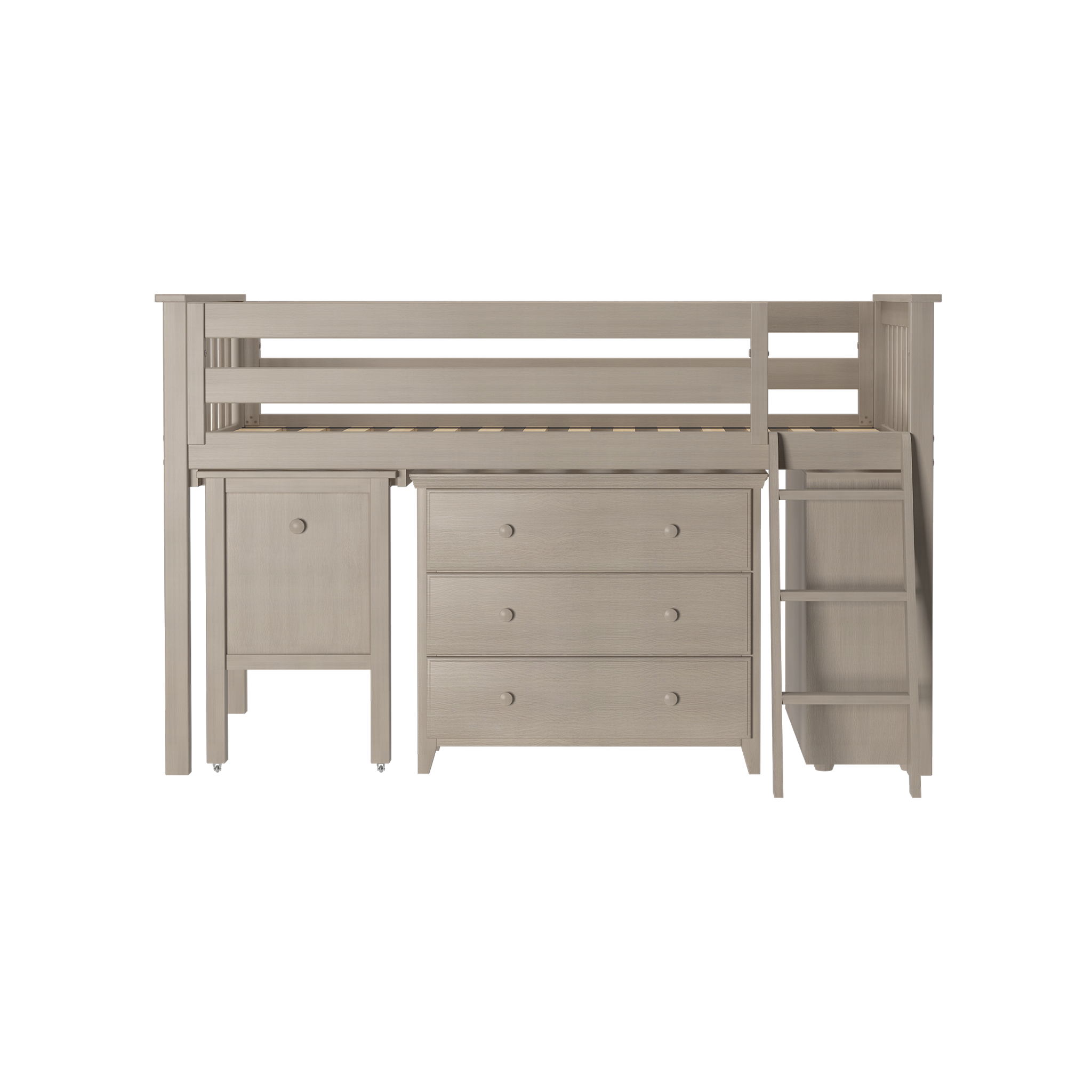 Windsor 2 - Low Loft Bed w/ Ladder, Dresser, Bookcase & Pull-out Desk - Tots to Teens Furniture