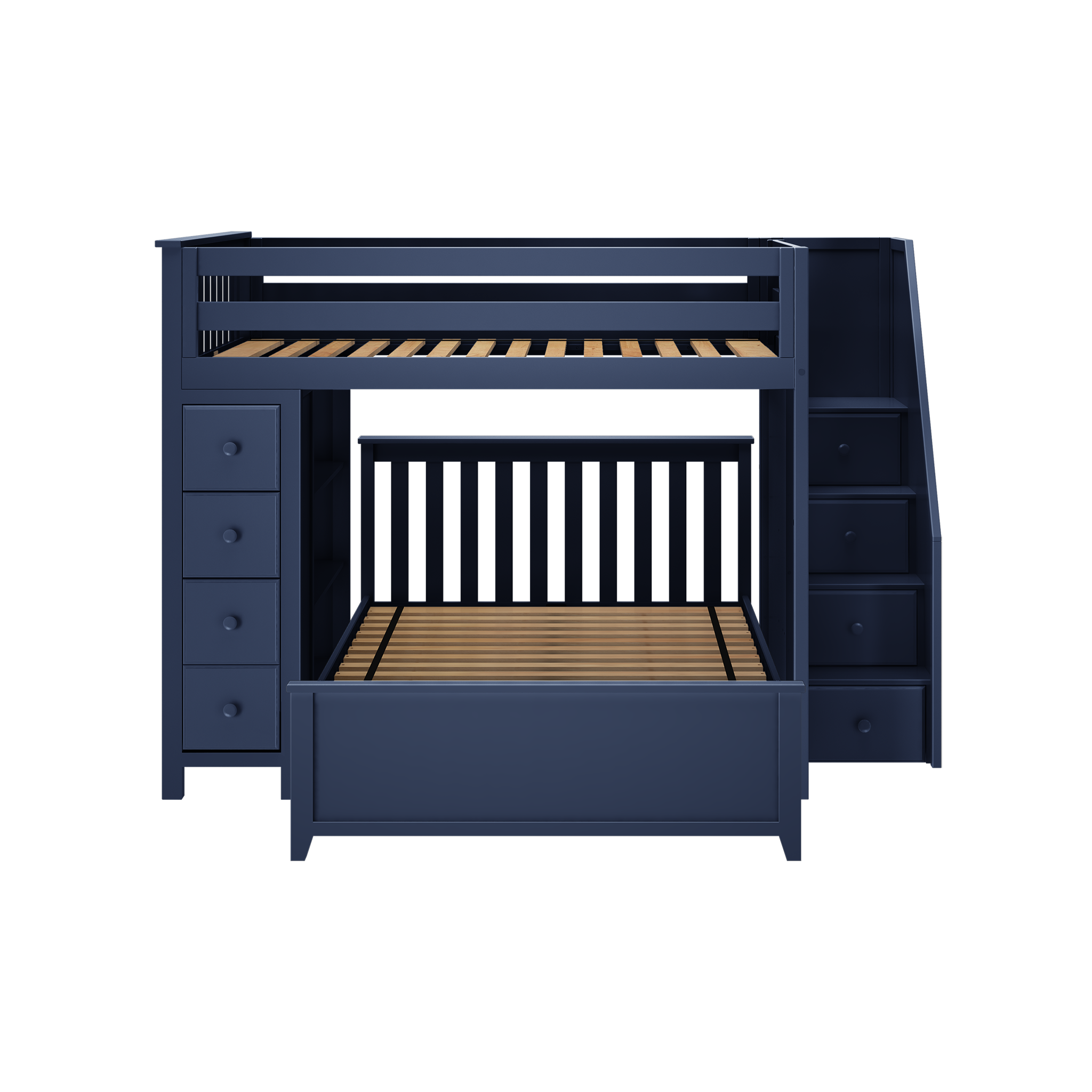 Cheltenham 1 - Full High Loft w/ Staircase, Dresser-Bookcase & Full-Size Bed - Tots to Teens Furniture