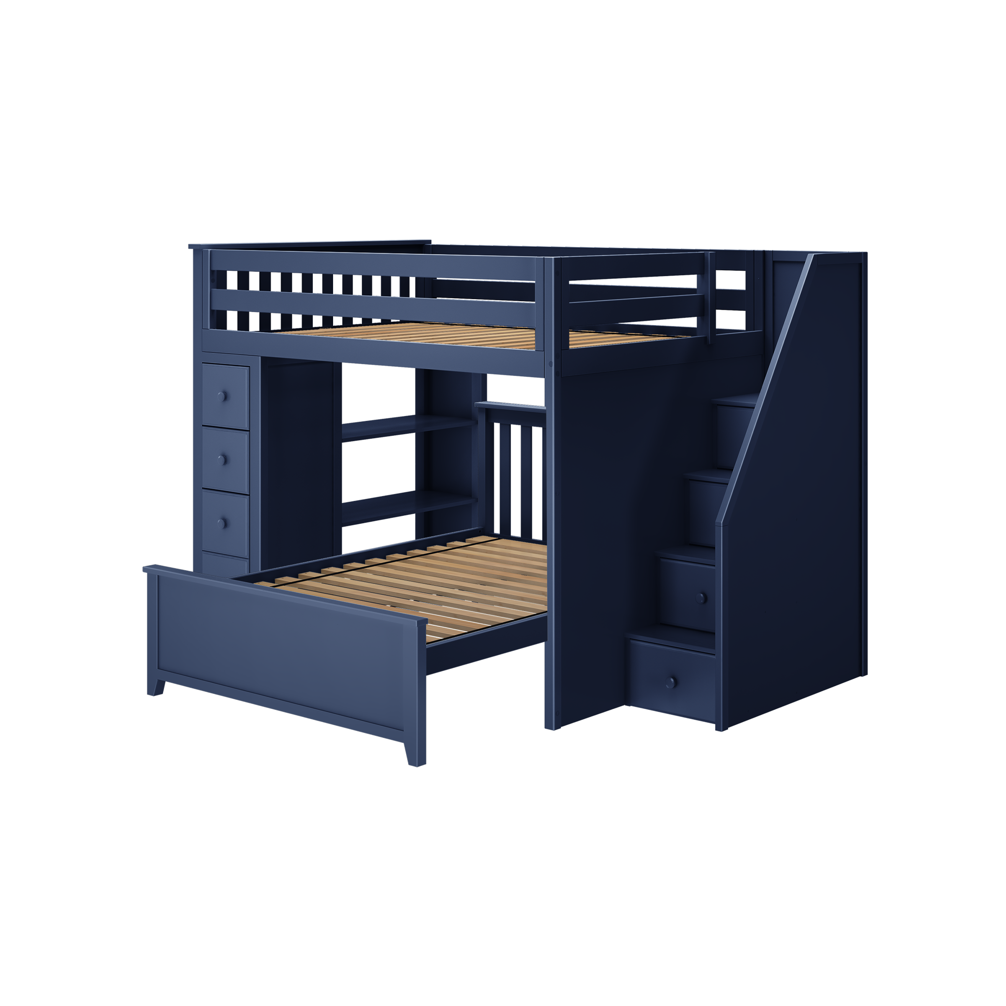 Cheltenham 1 - Full High Loft w/ Staircase, Dresser-Bookcase & Full-Size Bed - Tots to Teens Furniture