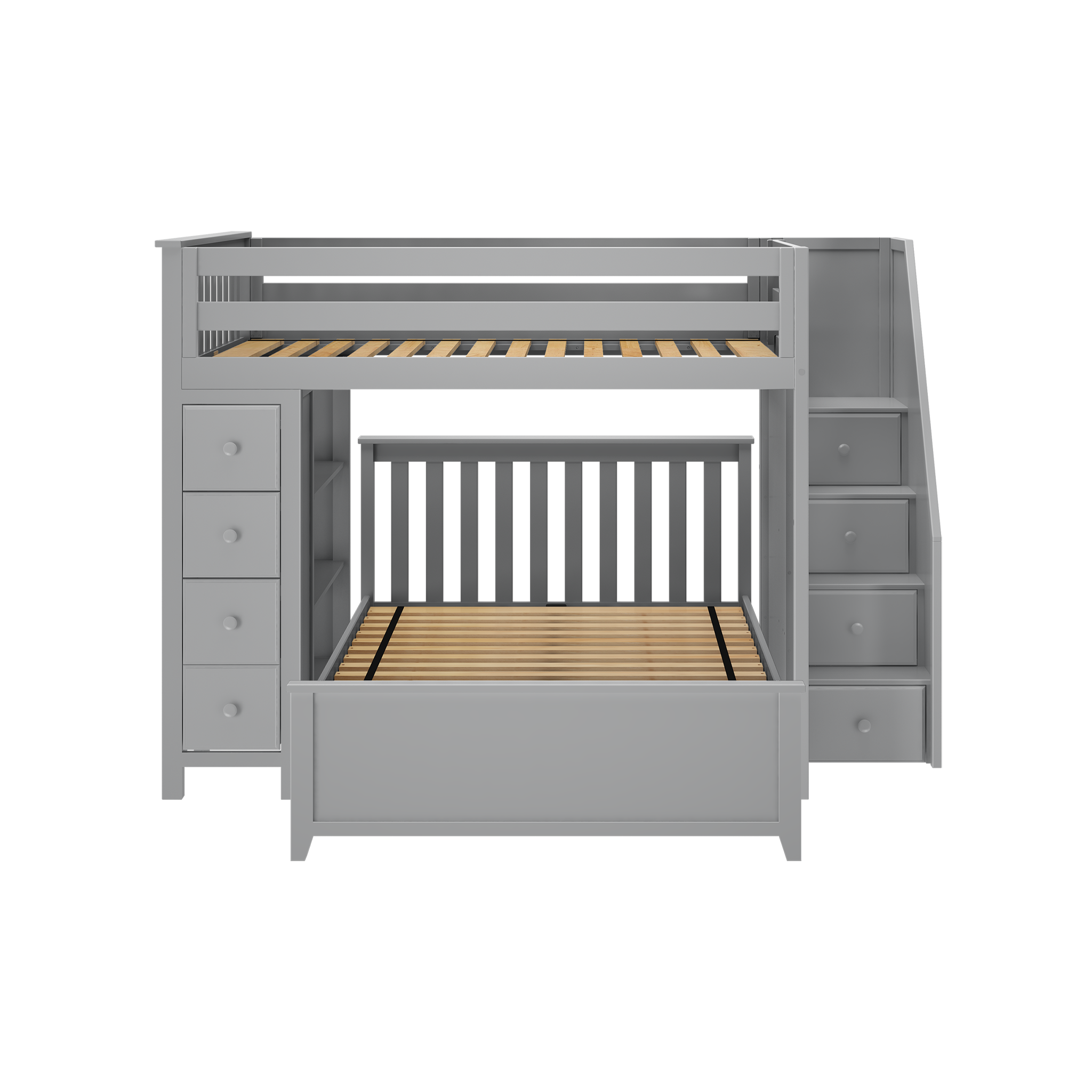 Cheltenham 1 - Full High Loft w/ Staircase, Dresser-Bookcase & Full-Size Bed - Tots to Teens Furniture