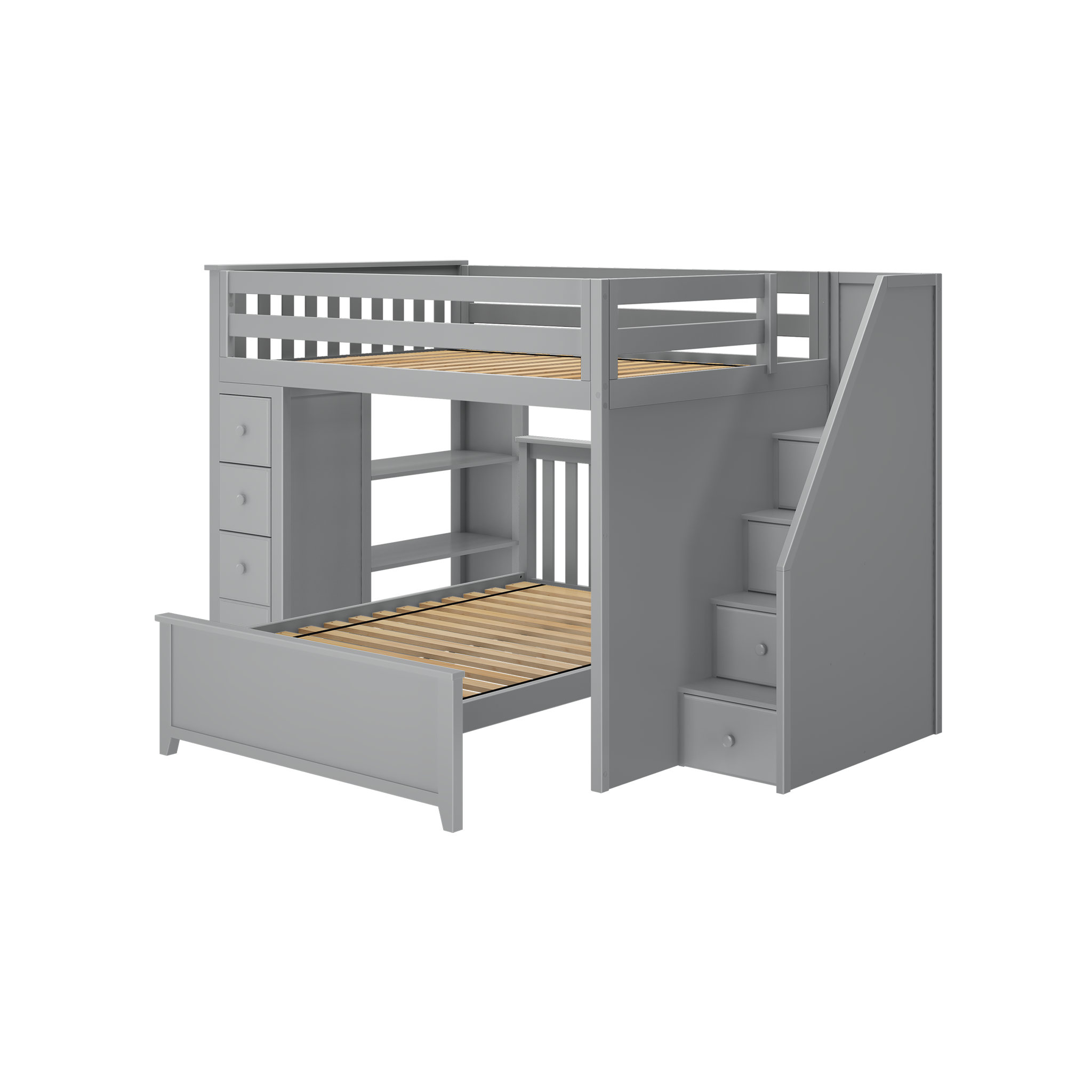 Cheltenham 1 - Full High Loft w/ Staircase, Dresser-Bookcase & Full-Size Bed - Tots to Teens Furniture