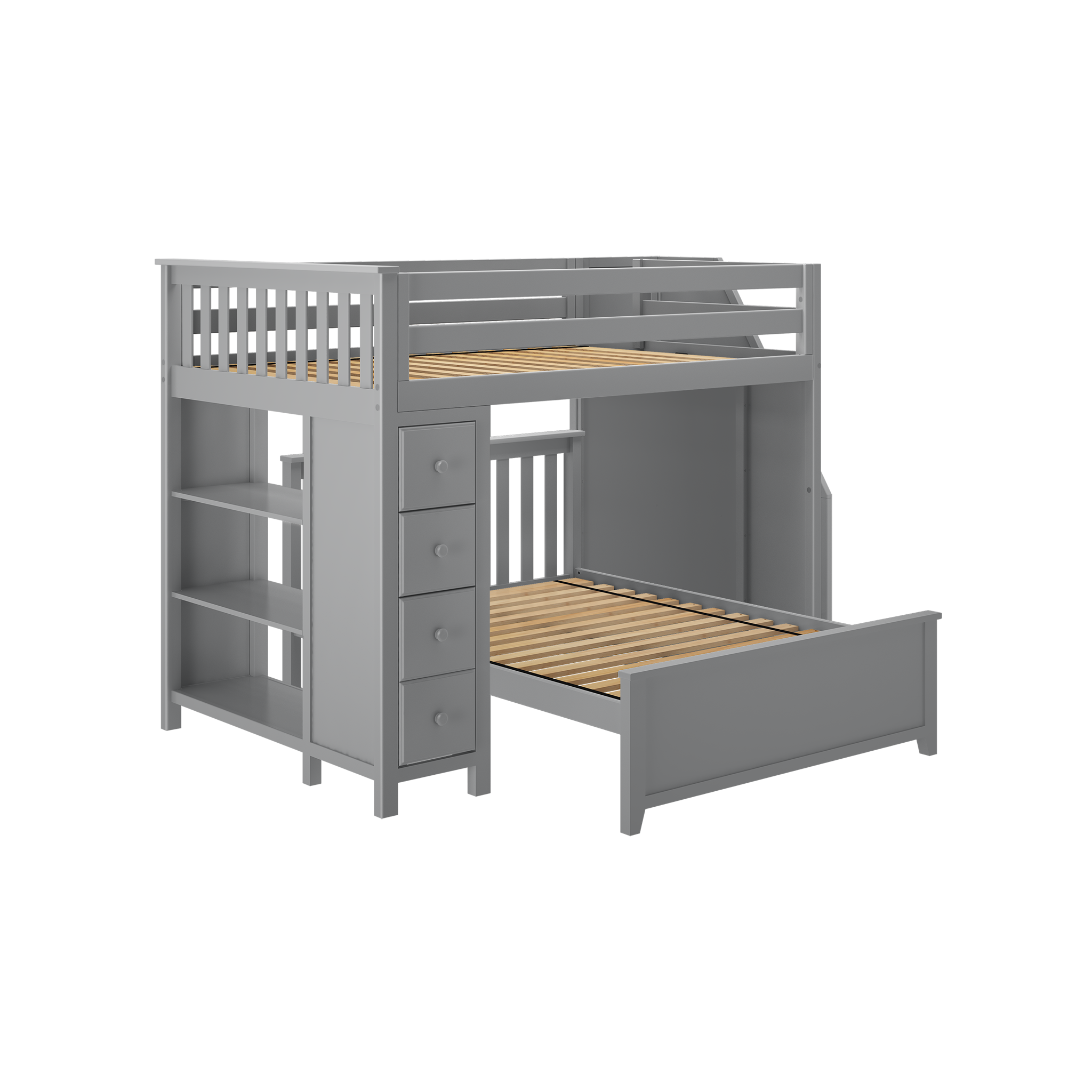 Cheltenham 1 - Full High Loft w/ Staircase, Dresser-Bookcase & Full-Size Bed - Tots to Teens Furniture