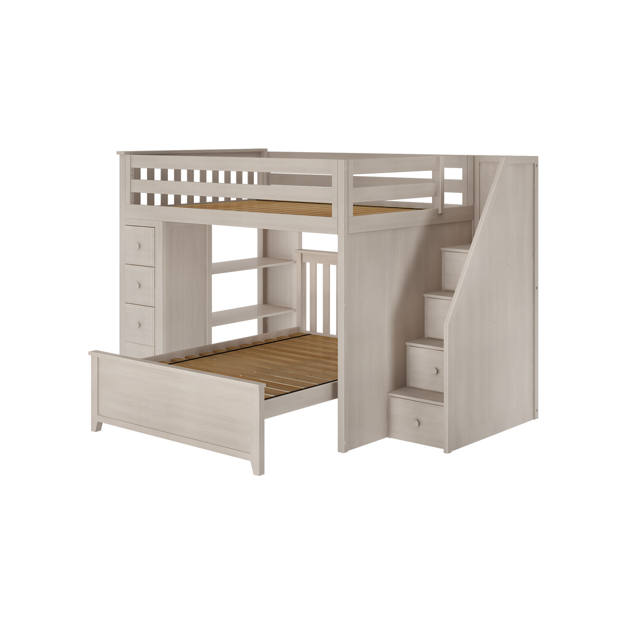 Cheltenham 1 - Full High Loft w/ Staircase, Dresser-Bookcase & Full-Size Bed - Tots to Teens Furniture