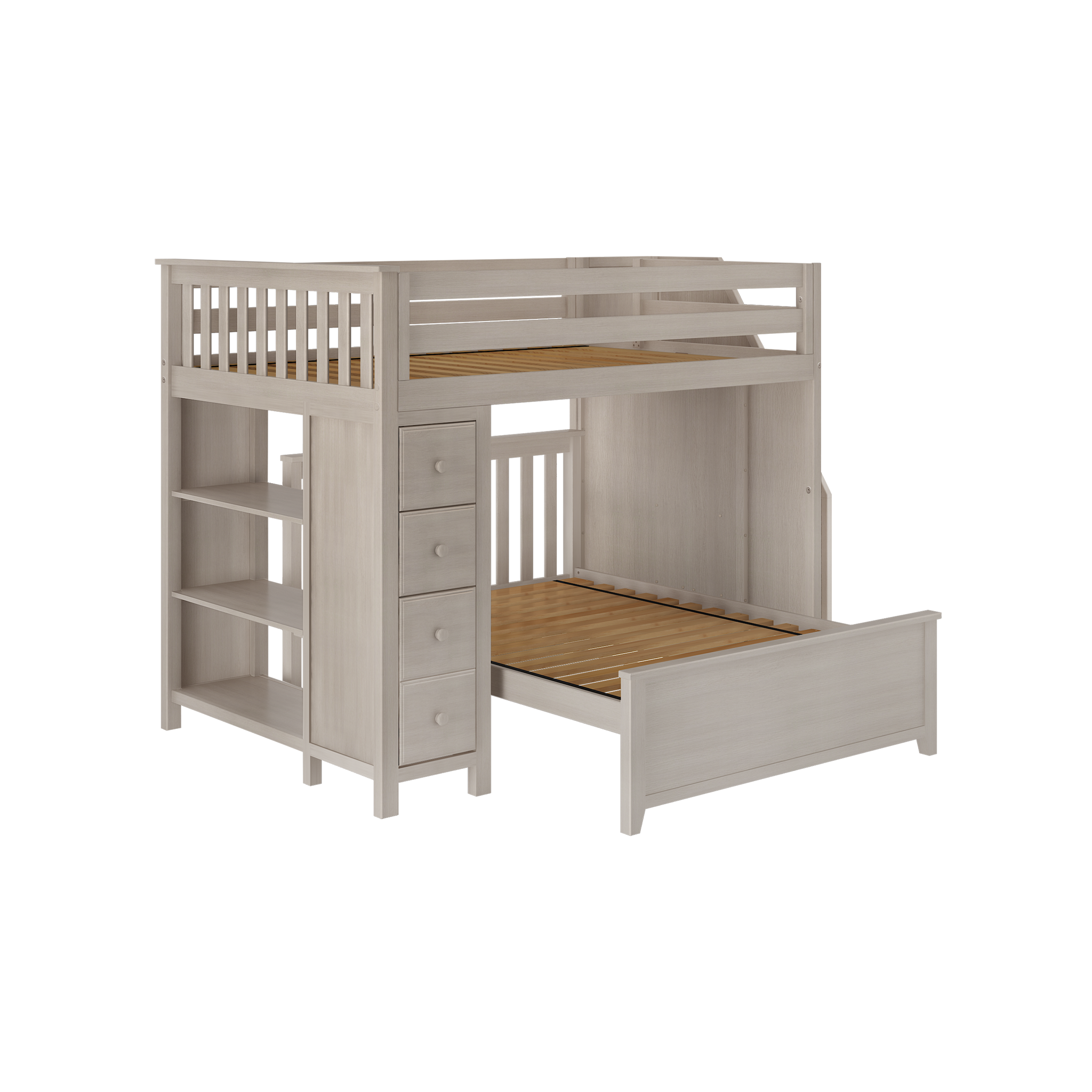 Cheltenham 1 - Full High Loft w/ Staircase, Dresser-Bookcase & Full-Size Bed - Tots to Teens Furniture