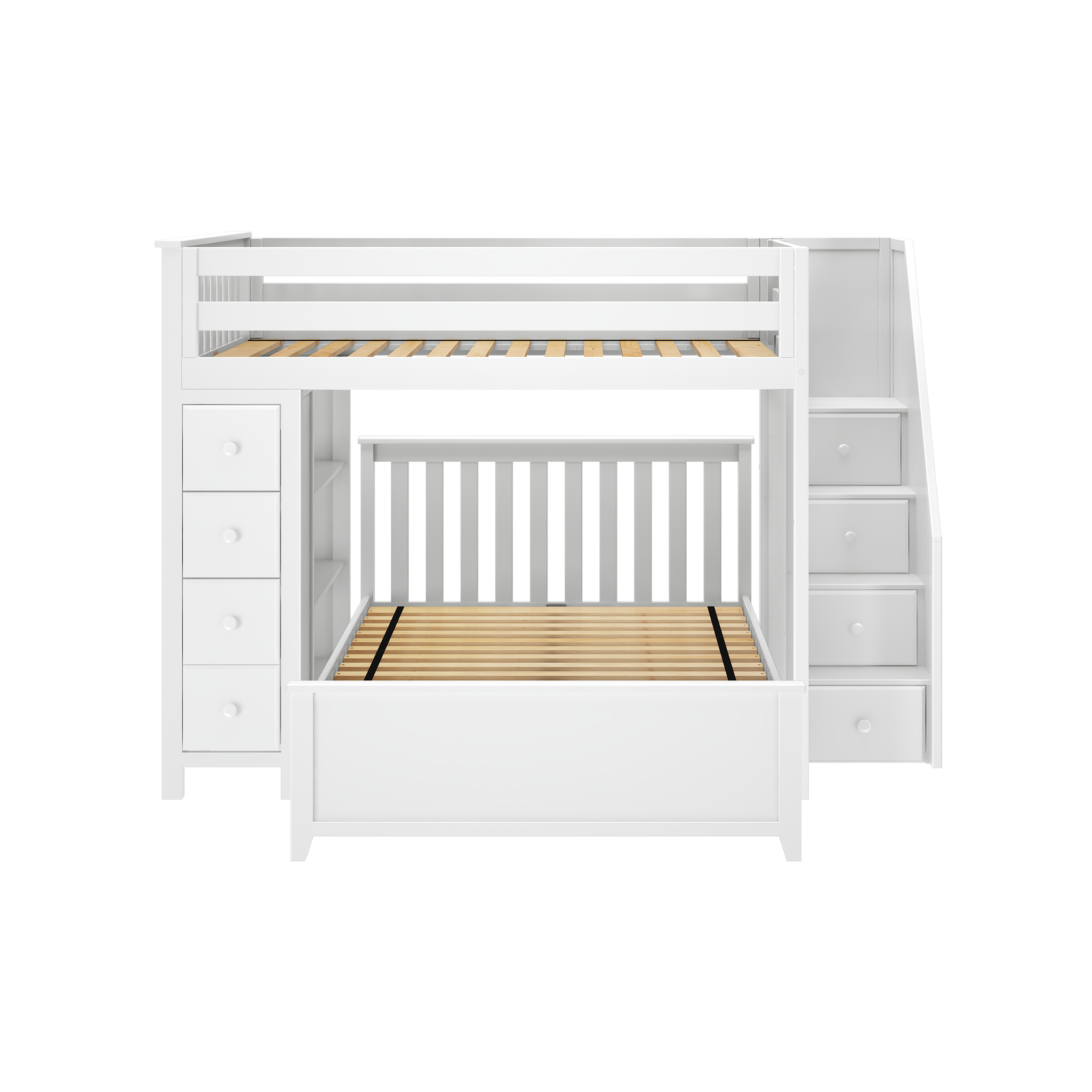 Cheltenham 1 - Full High Loft w/ Staircase, Dresser-Bookcase & Full-Size Bed - Tots to Teens Furniture