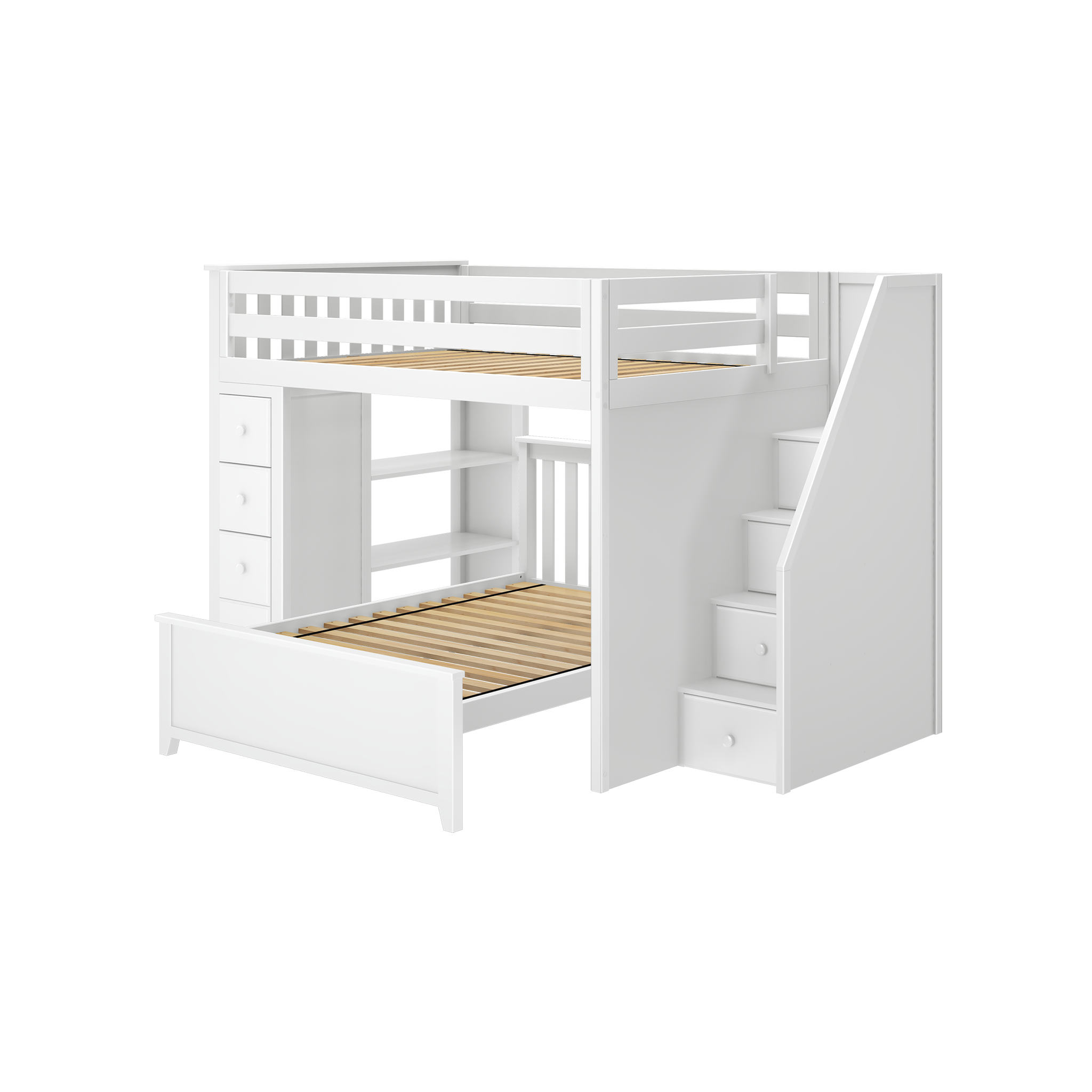 Cheltenham 1 - Full High Loft w/ Staircase, Dresser-Bookcase & Full-Size Bed - Tots to Teens Furniture