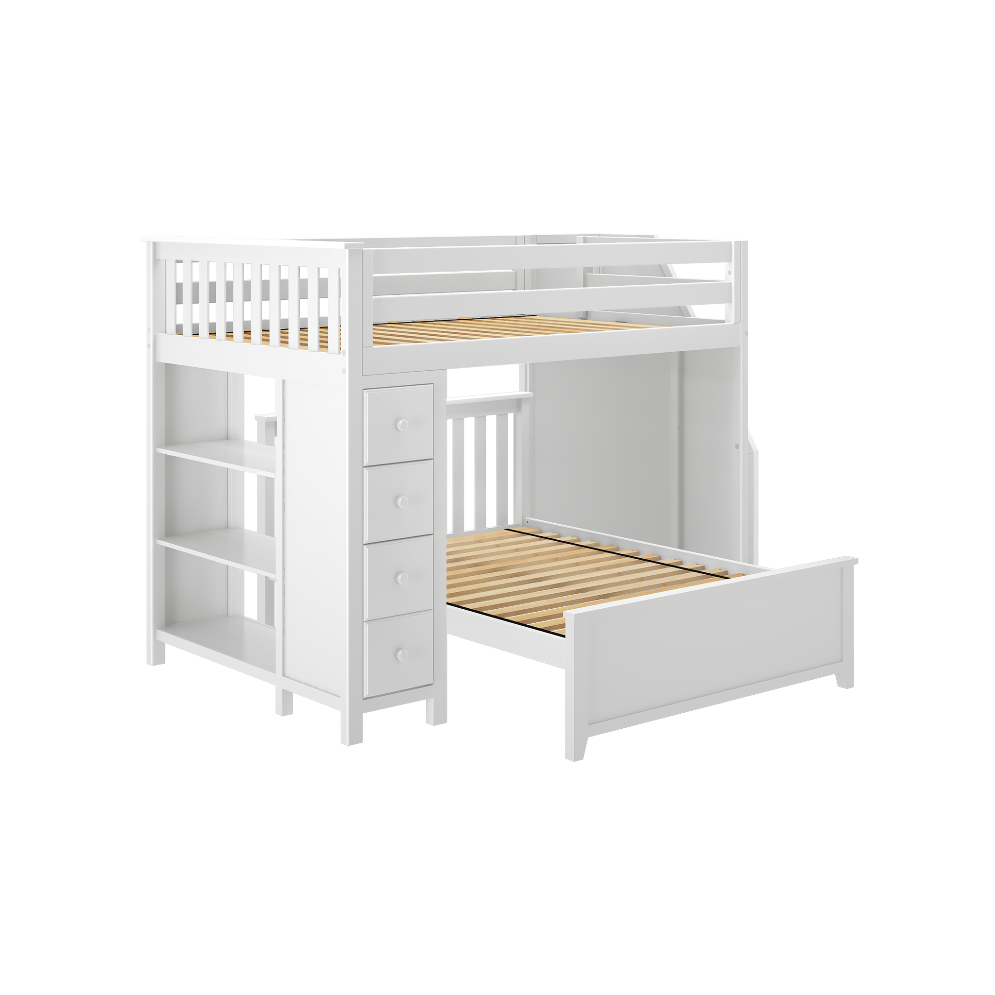 Cheltenham 1 - Full High Loft w/ Staircase, Dresser-Bookcase & Full-Size Bed - Tots to Teens Furniture