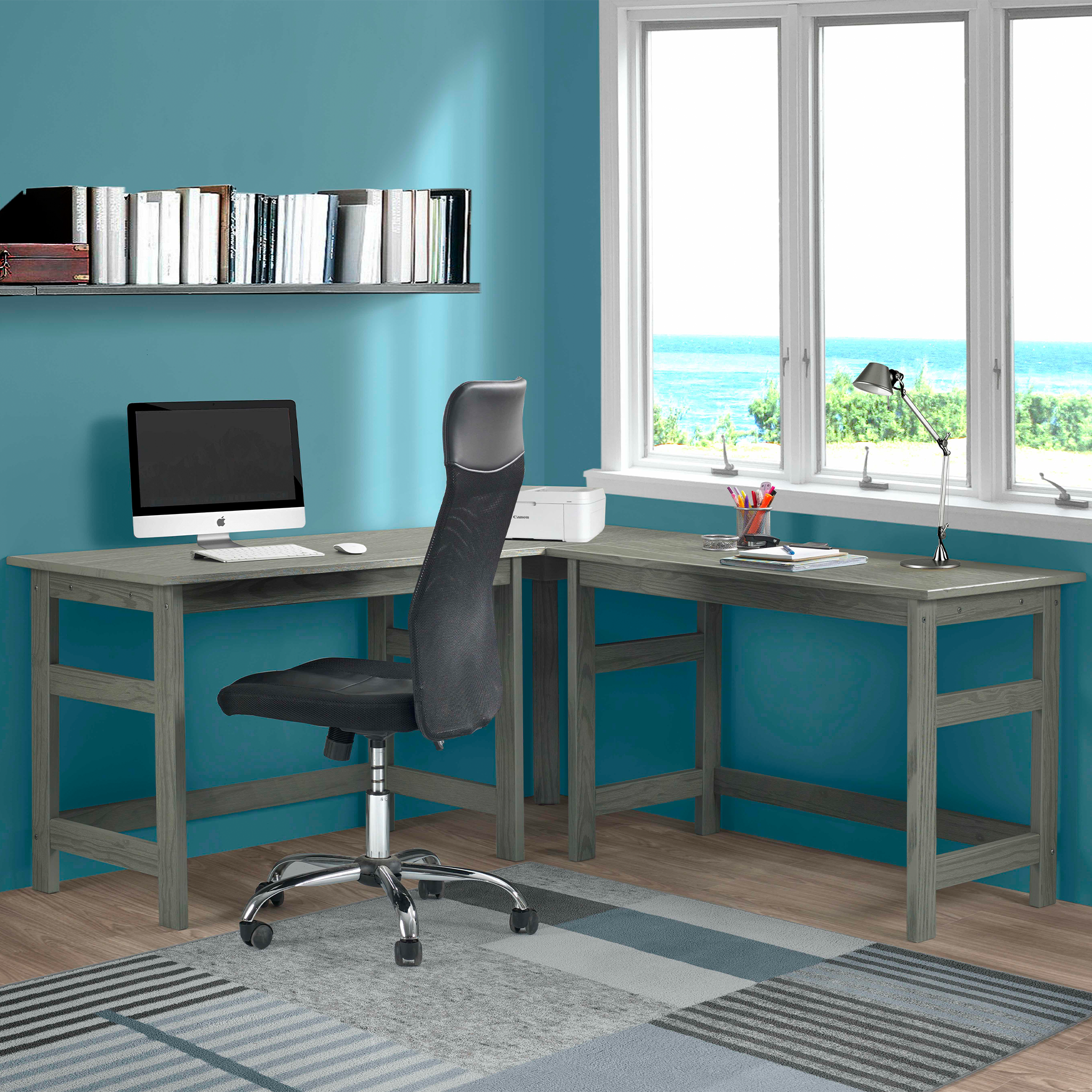 Wire Brushed Corner Desk in Gray - Tots to Teens Furniture