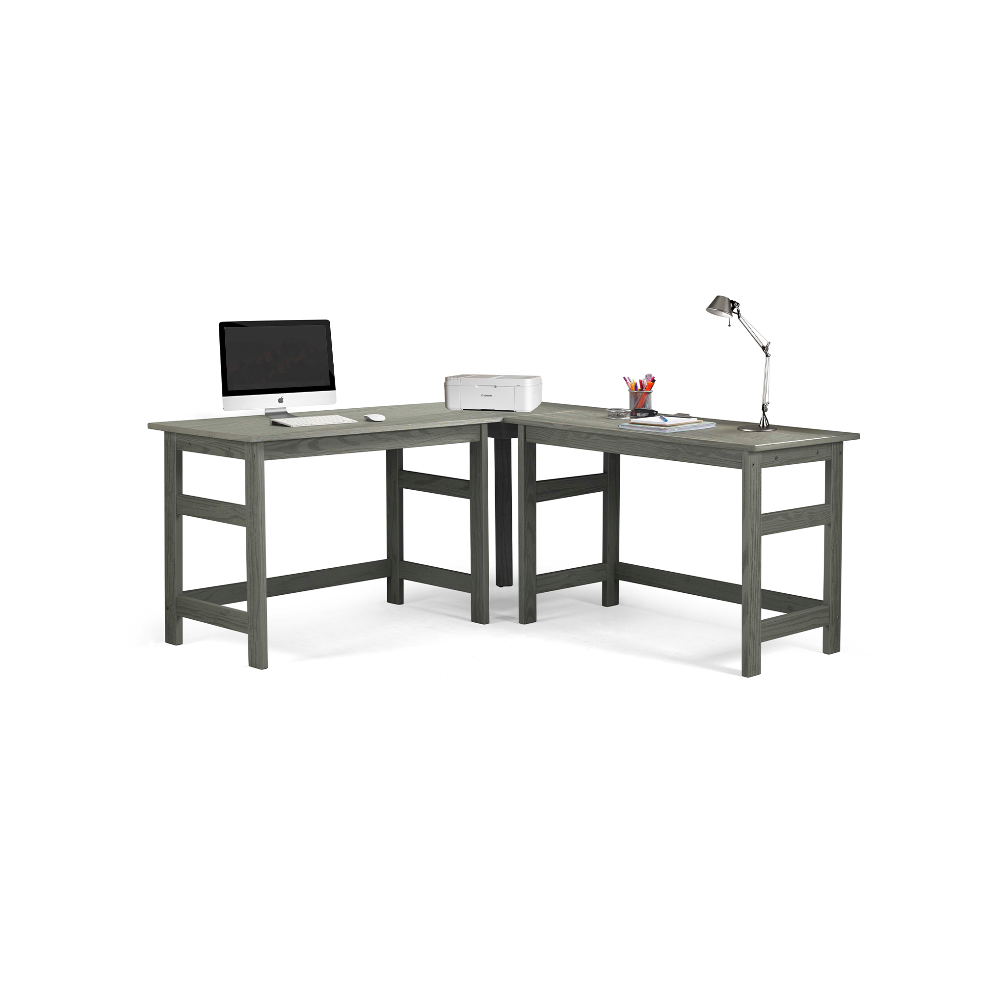 Wire Brushed Corner Desk in Gray - Tots to Teens Furniture