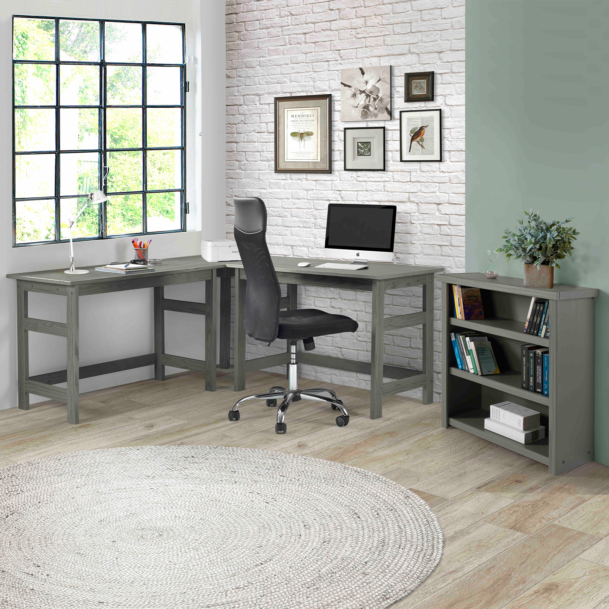 Wire Brushed Corner Desk in Gray - Tots to Teens Furniture