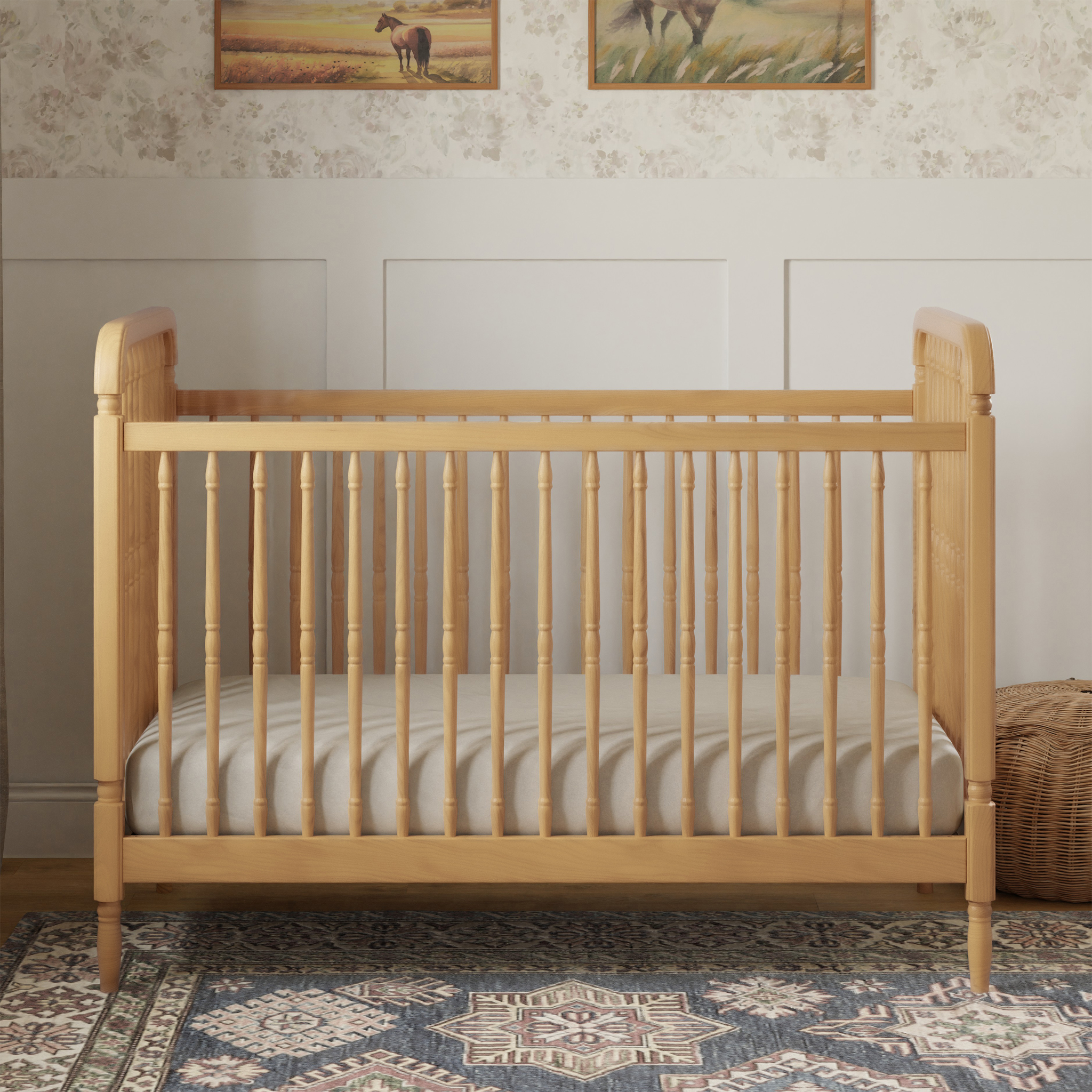 Liberty 3 in 1 Convertible Spindle Crib with Toddler Bed Conversion Kit - Tots to Teens Furniture
