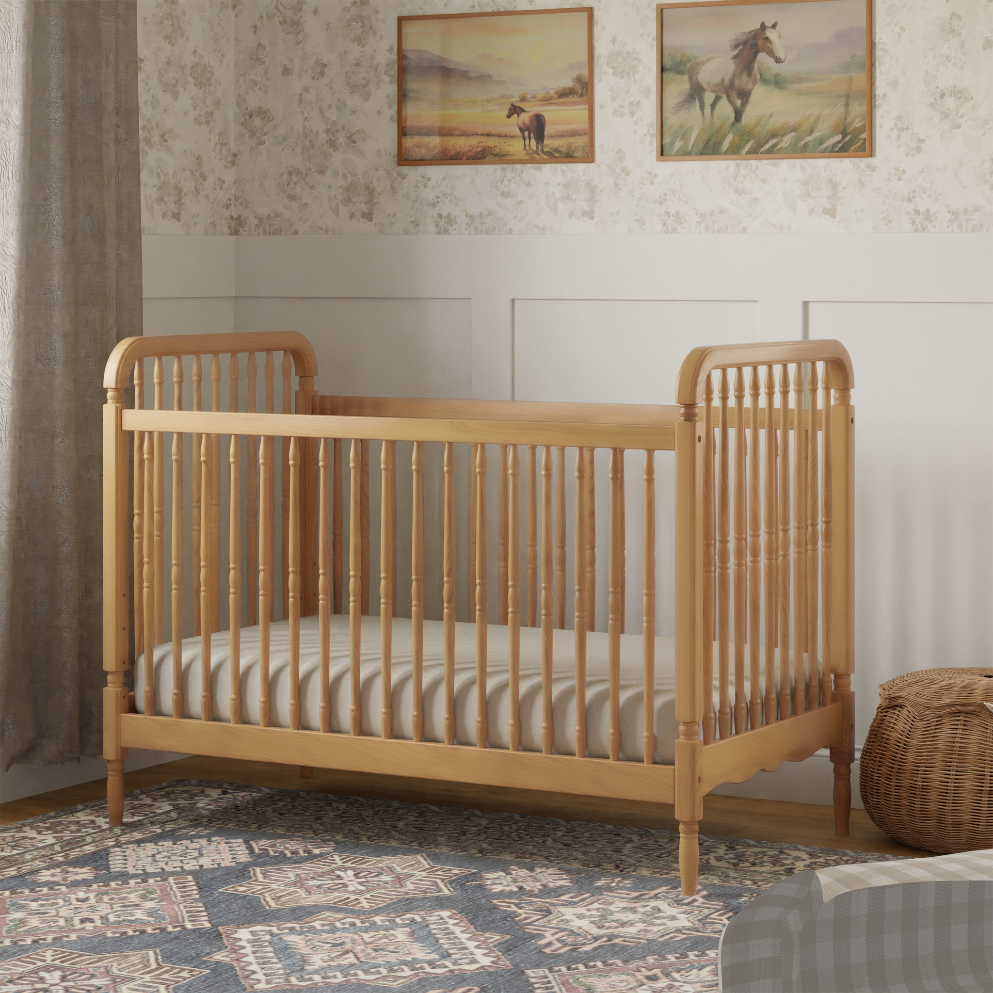 Liberty 3 in 1 Convertible Spindle Crib with Toddler Bed Conversion Kit - Tots to Teens Furniture
