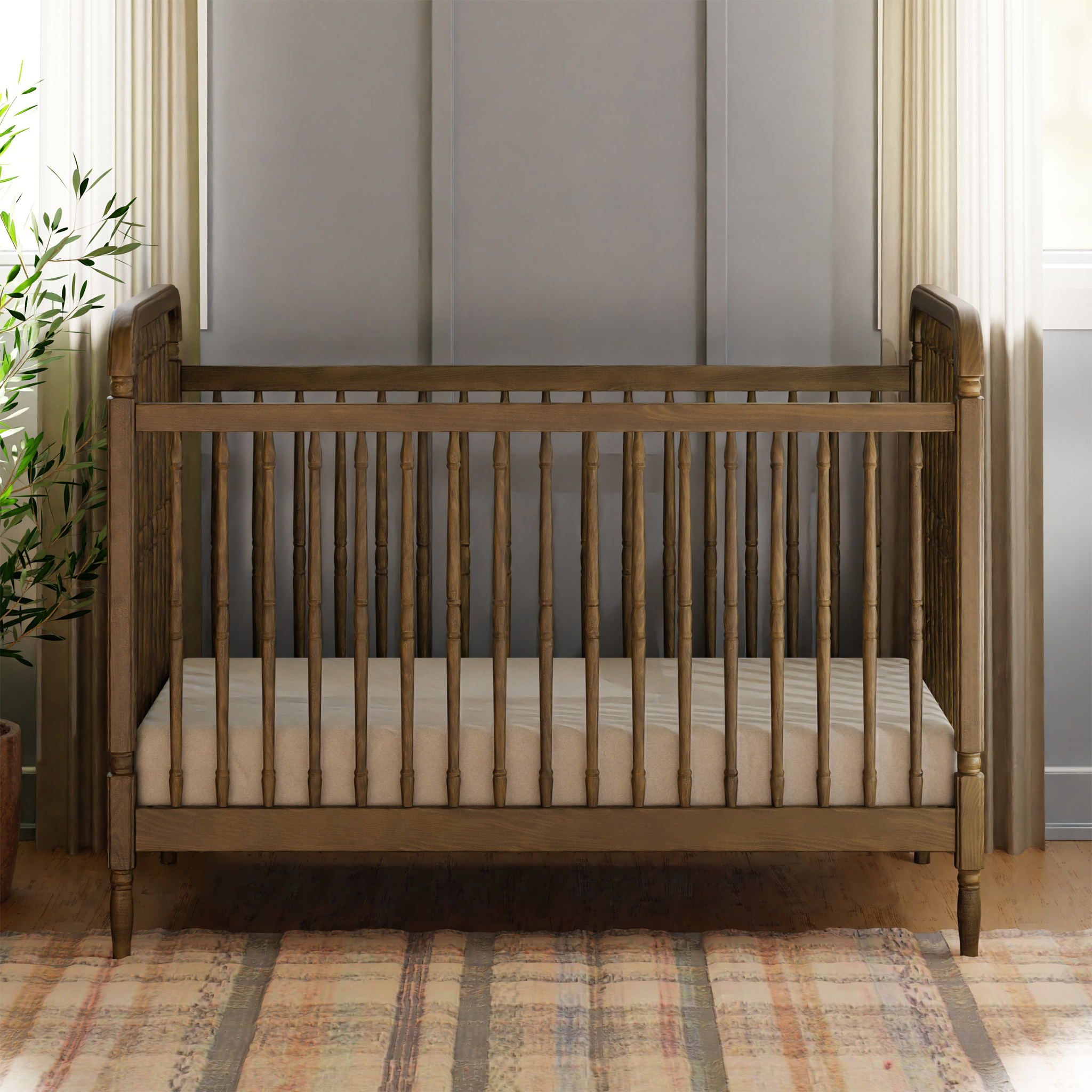 Liberty 3 in 1 Convertible Spindle Crib with Toddler Bed Conversion Kit - Tots to Teens Furniture