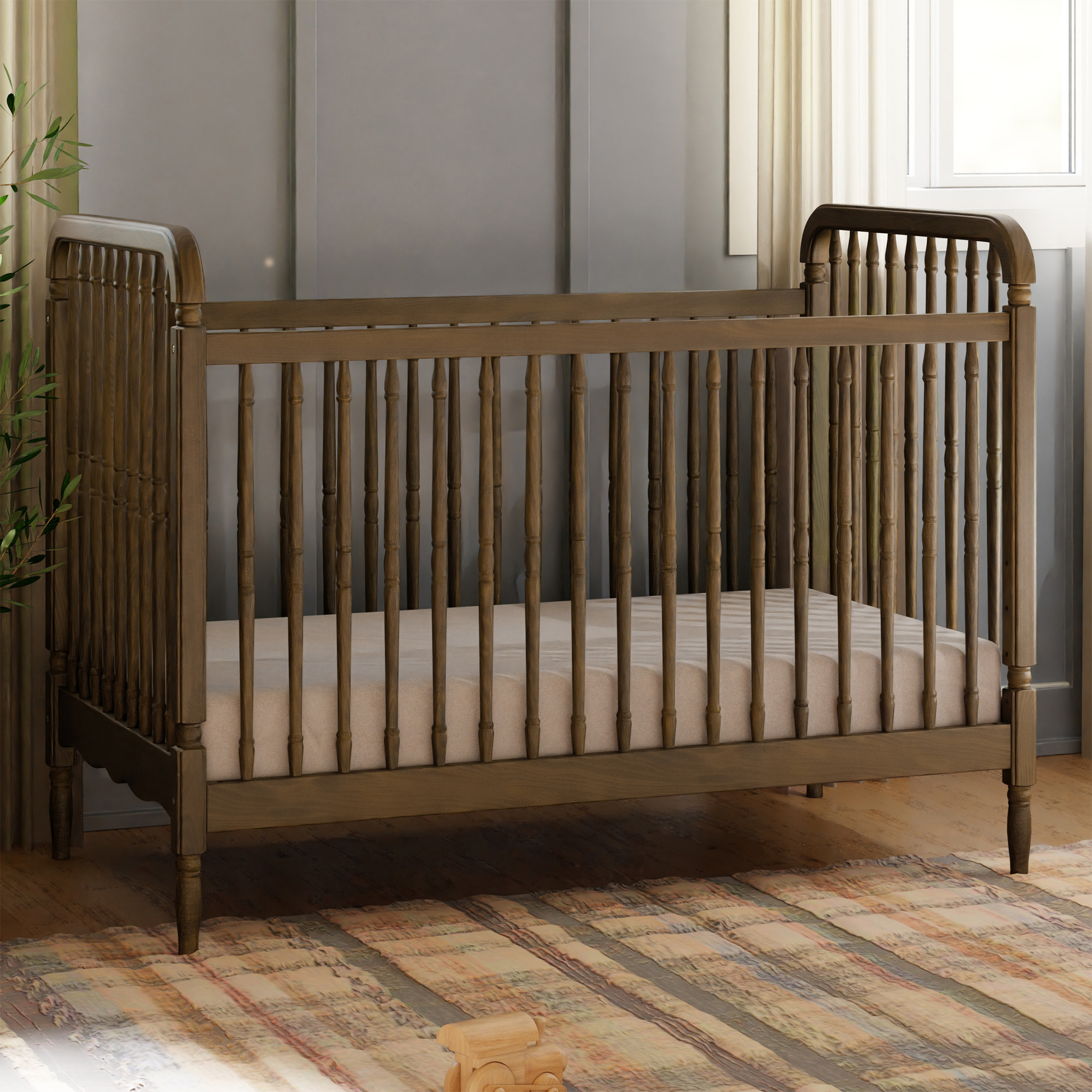 Liberty 3 in 1 Convertible Spindle Crib with Toddler Bed Conversion Kit - Tots to Teens Furniture