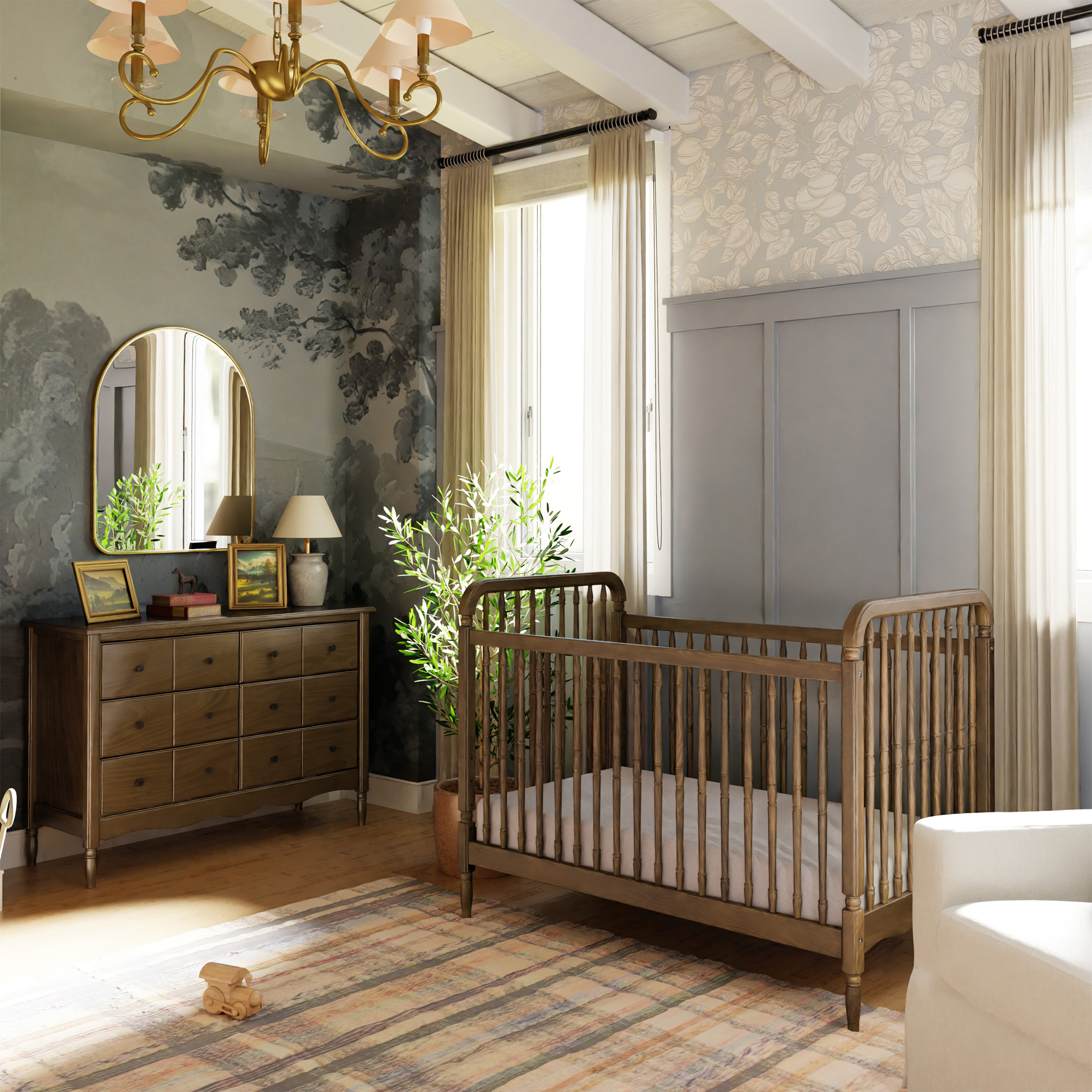 Liberty 3 in 1 Convertible Spindle Crib with Toddler Bed Conversion Kit - Tots to Teens Furniture
