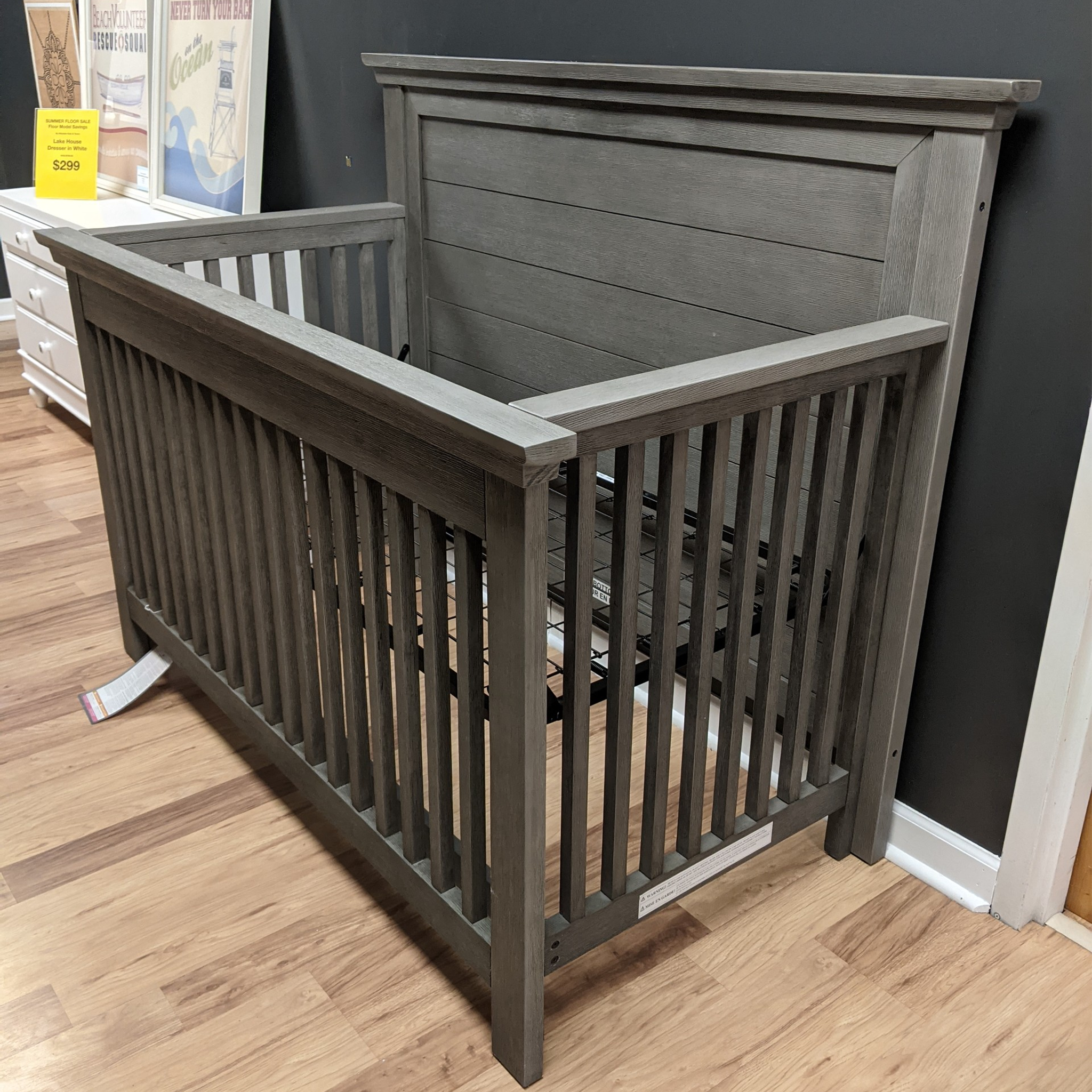 Floor Model Special - Discontinued Lucca Crib & Toddler Guard Rail - Tots to Teens Furniture