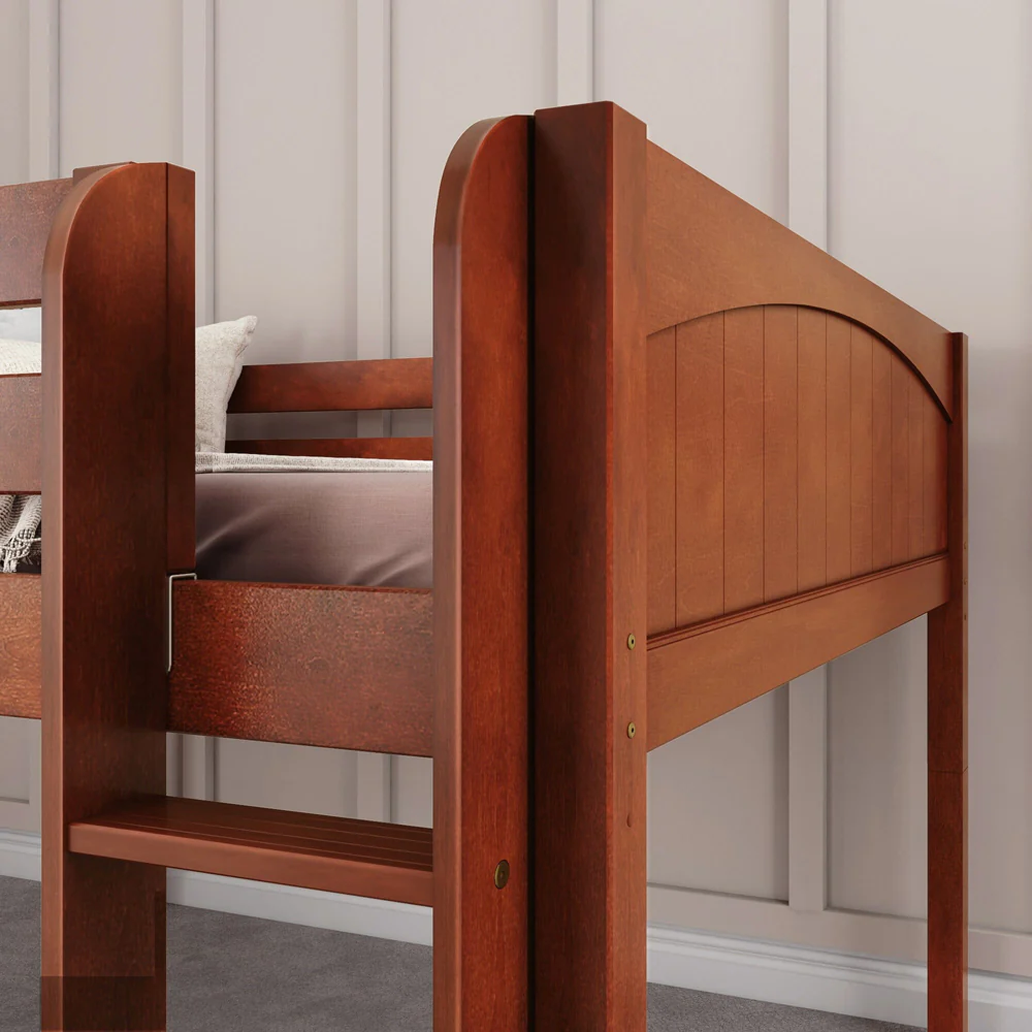 Full Low Loft Bed with Slide and Ladder on Front - Tots to Teens Furniture