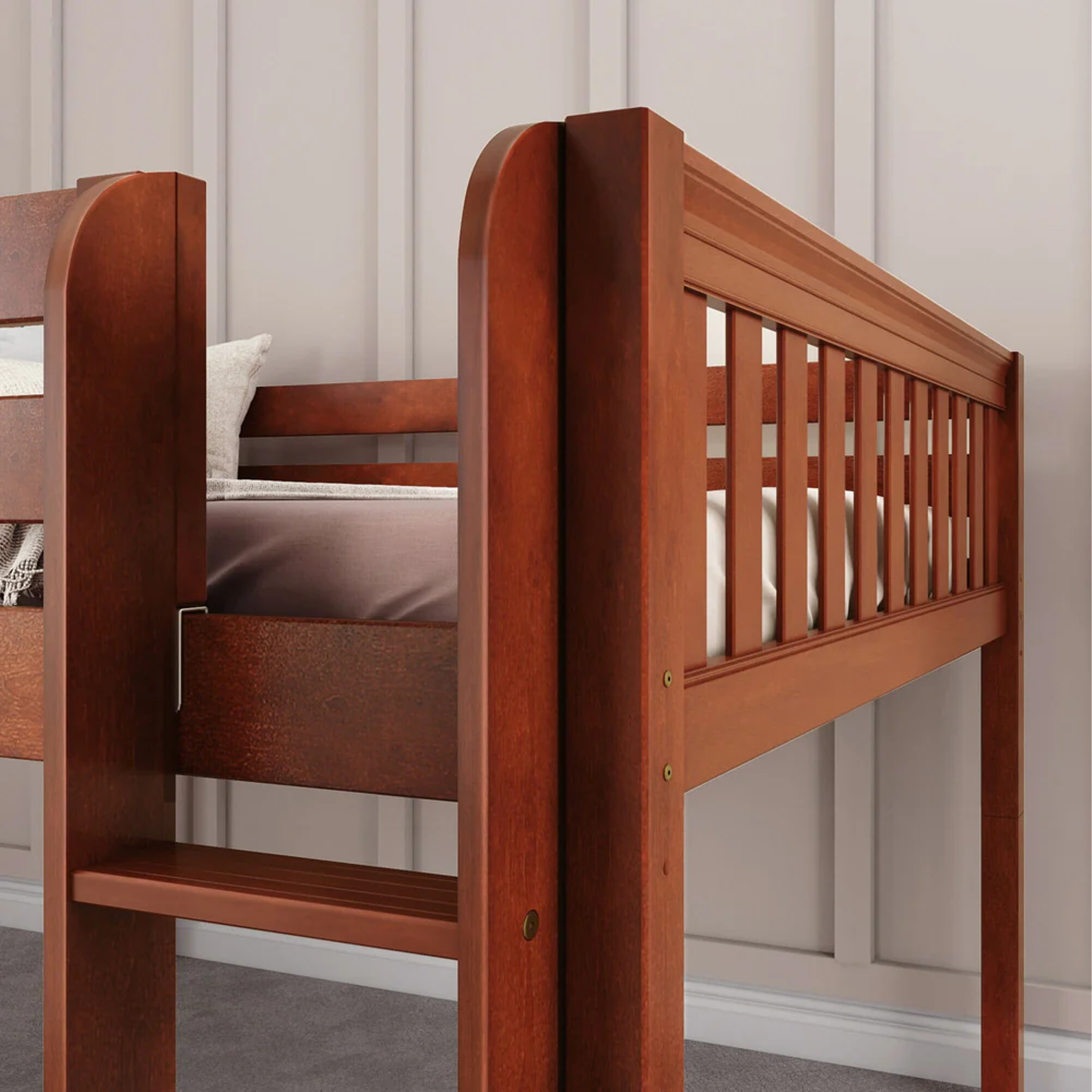 Full Low Loft Bed with Slide and Ladder on Front - Tots to Teens Furniture