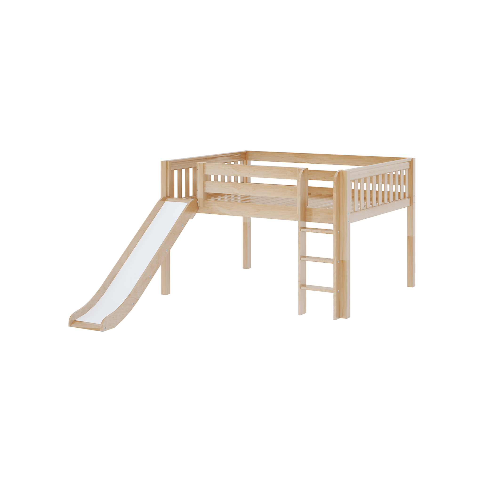Full Low Loft Bed with Slide and Ladder on Front - Tots to Teens Furniture