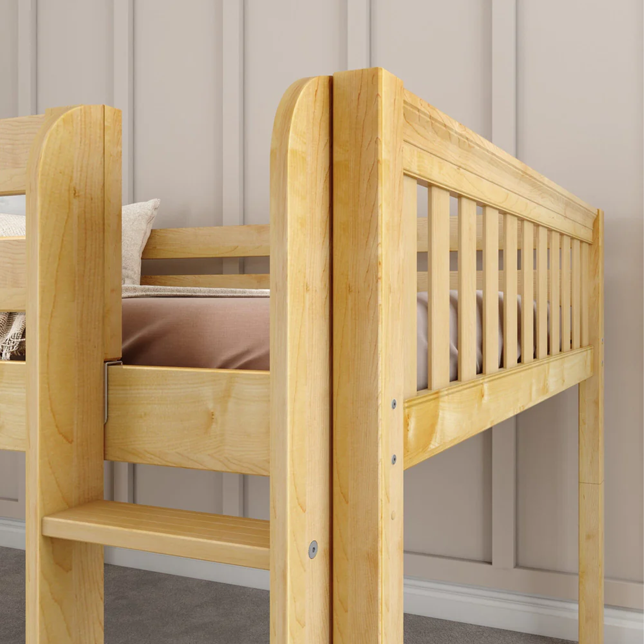 Full Low Loft Bed with Slide and Ladder on Front - Tots to Teens Furniture