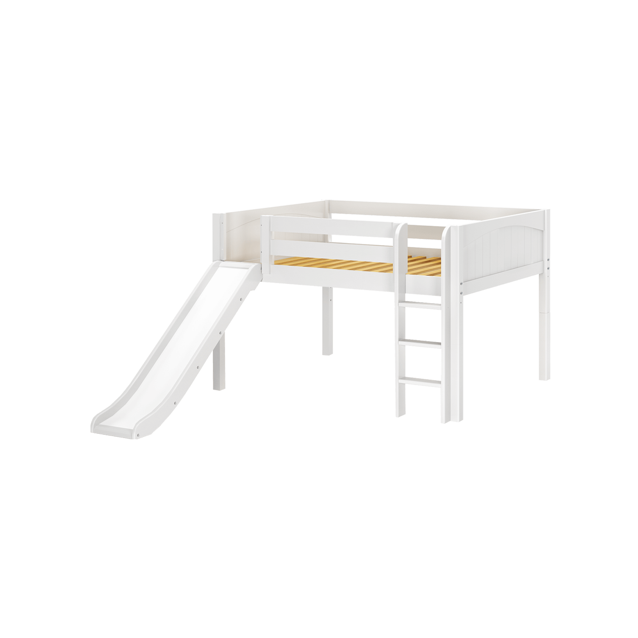 Full Low Loft Bed with Slide and Ladder on Front - Tots to Teens Furniture
