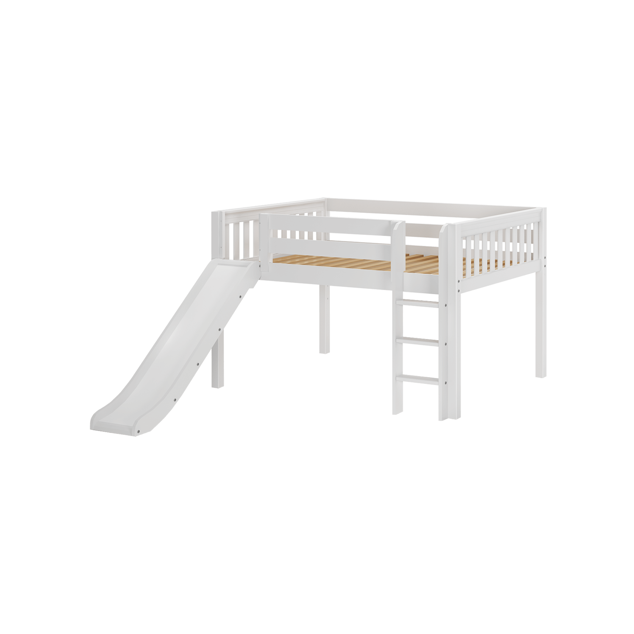 Full Low Loft Bed with Slide and Ladder on Front - Tots to Teens Furniture