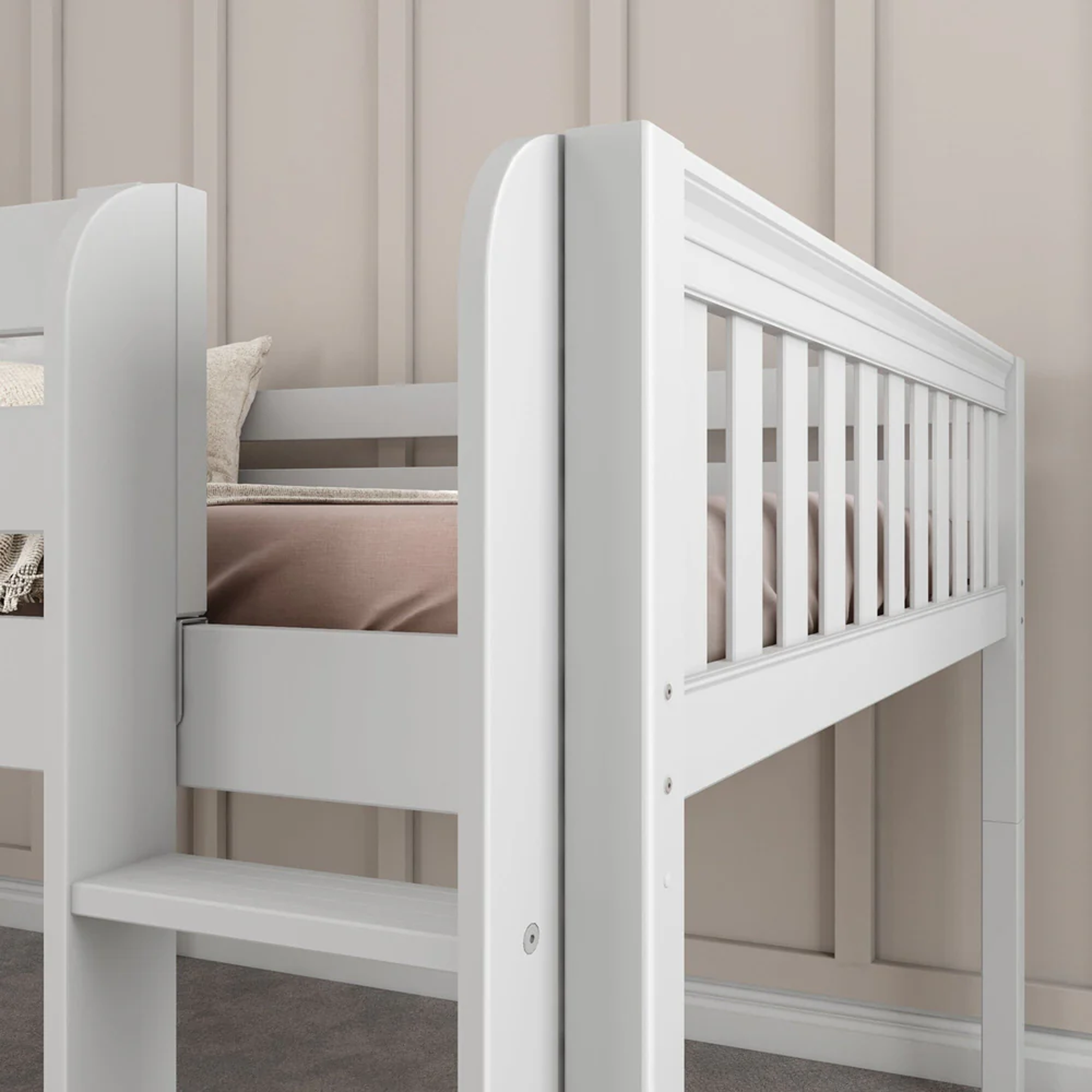 Full Low Loft Bed with Slide and Ladder on Front - Tots to Teens Furniture