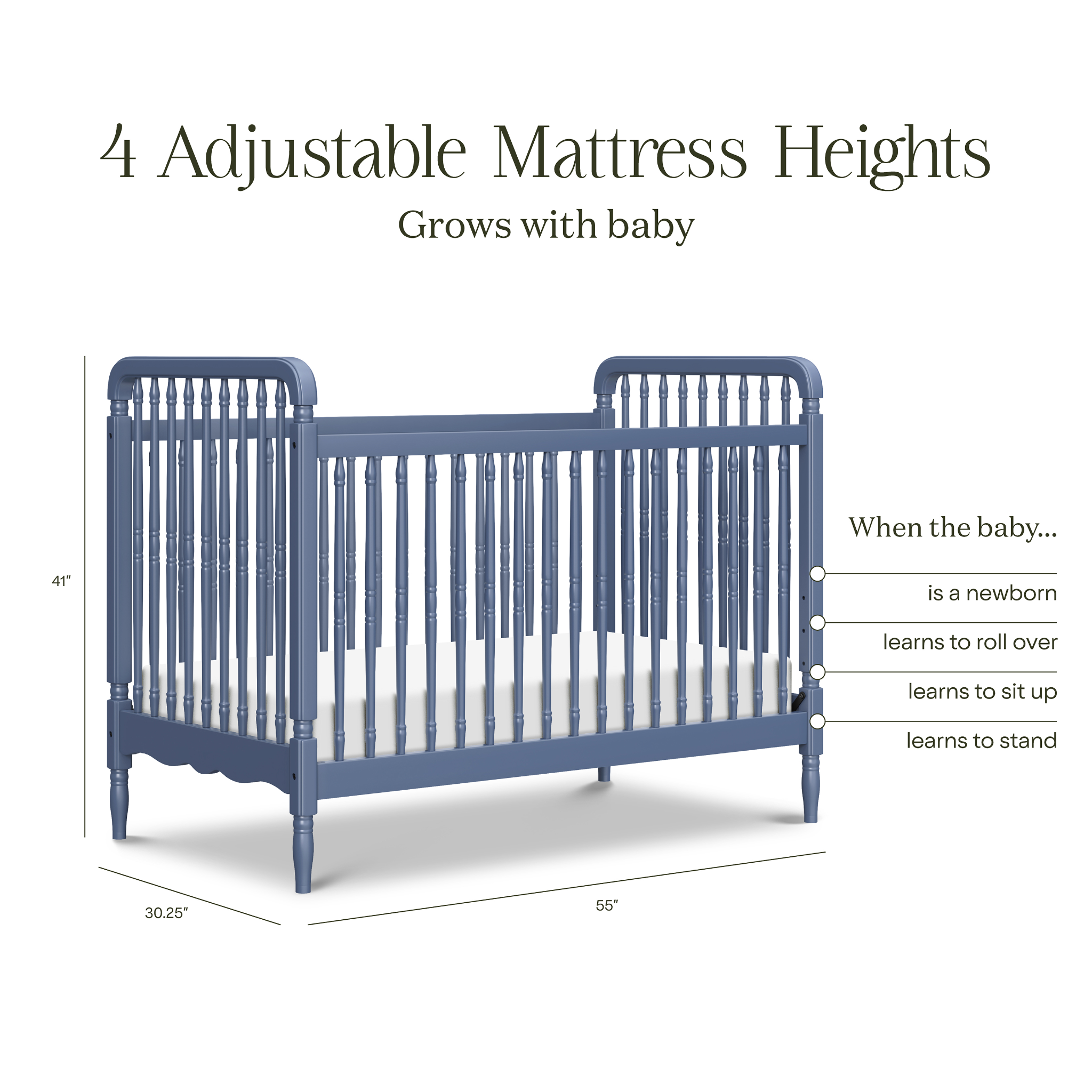 Liberty 3 in 1 Convertible Spindle Crib with Toddler Bed Conversion Kit - Tots to Teens Furniture