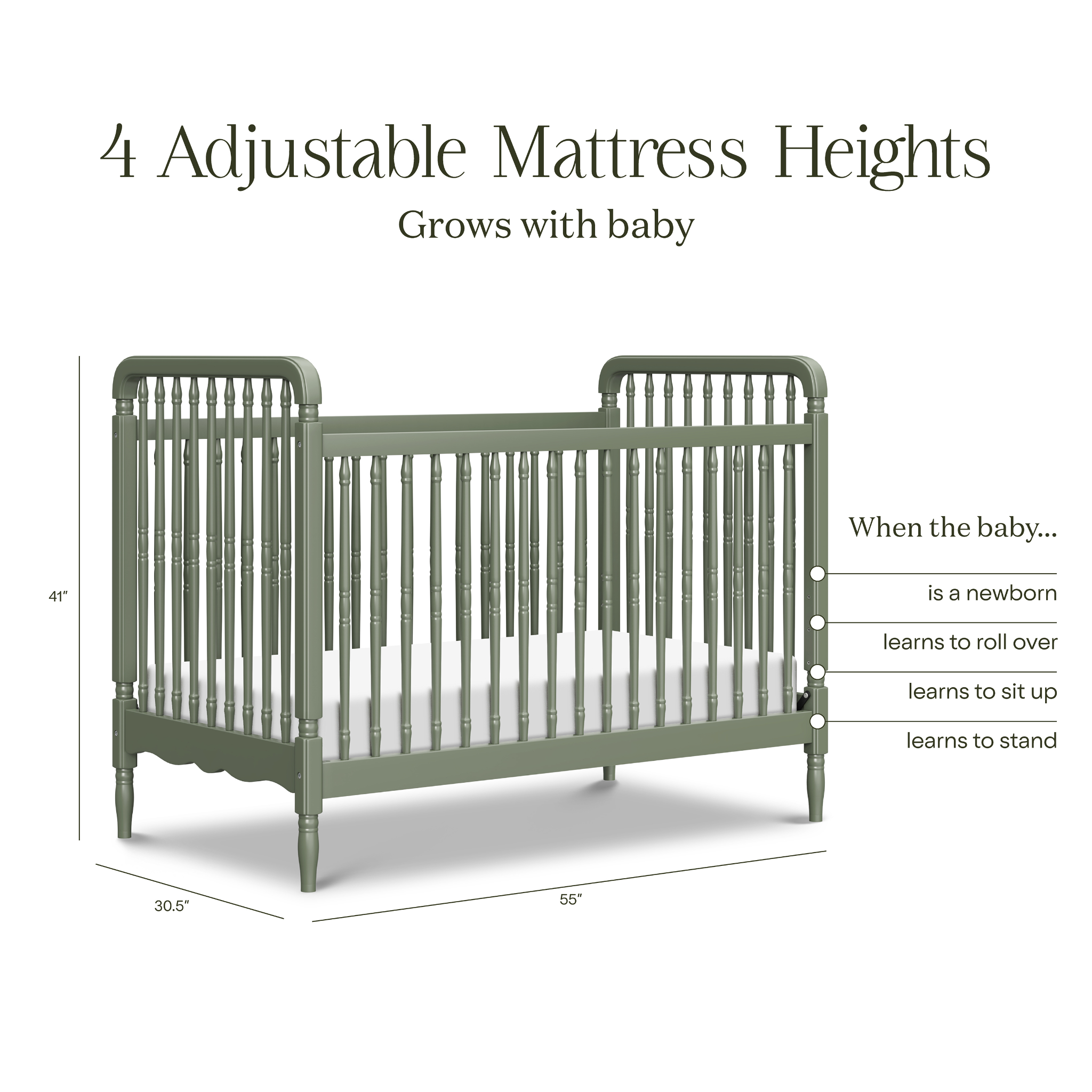 Liberty 3 in 1 Convertible Spindle Crib with Toddler Bed Conversion Kit - Tots to Teens Furniture
