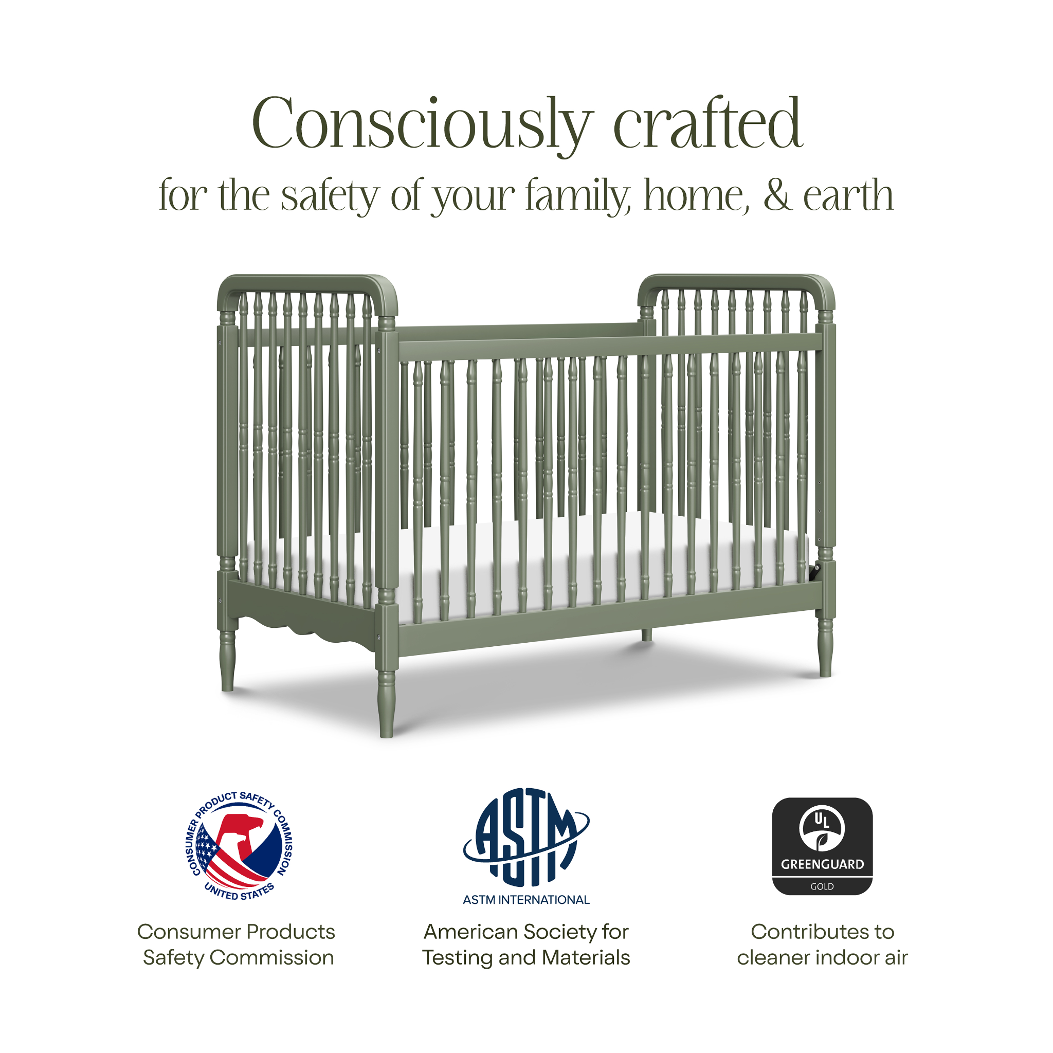 Liberty 3 in 1 Convertible Spindle Crib with Toddler Bed Conversion Kit - Tots to Teens Furniture