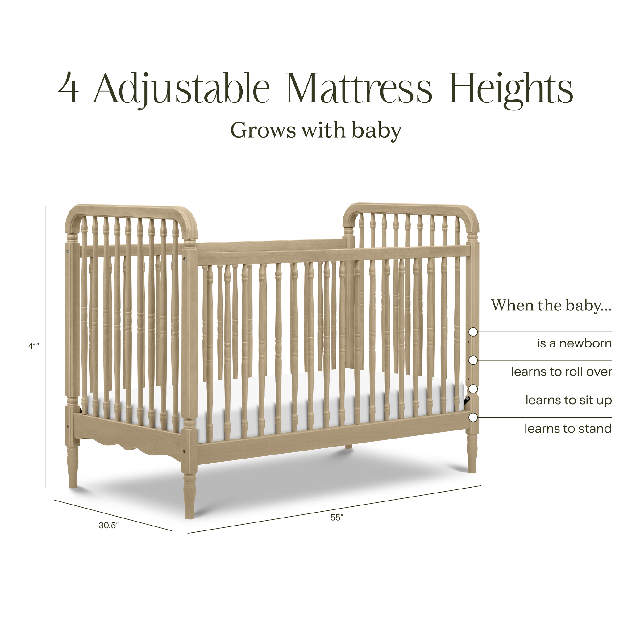 Liberty 3 in 1 Convertible Spindle Crib with Toddler Bed Conversion Kit - Tots to Teens Furniture