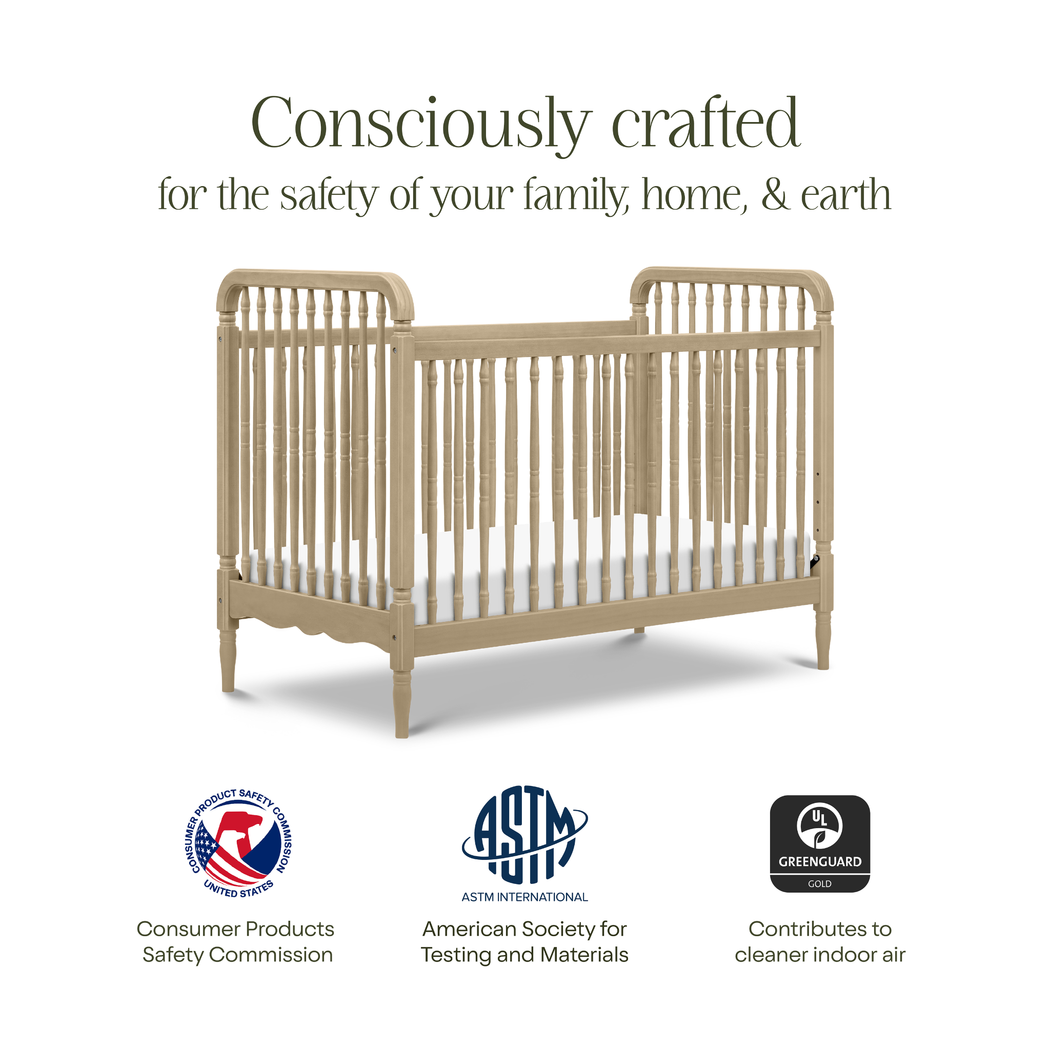Liberty 3 in 1 Convertible Spindle Crib with Toddler Bed Conversion Kit - Tots to Teens Furniture