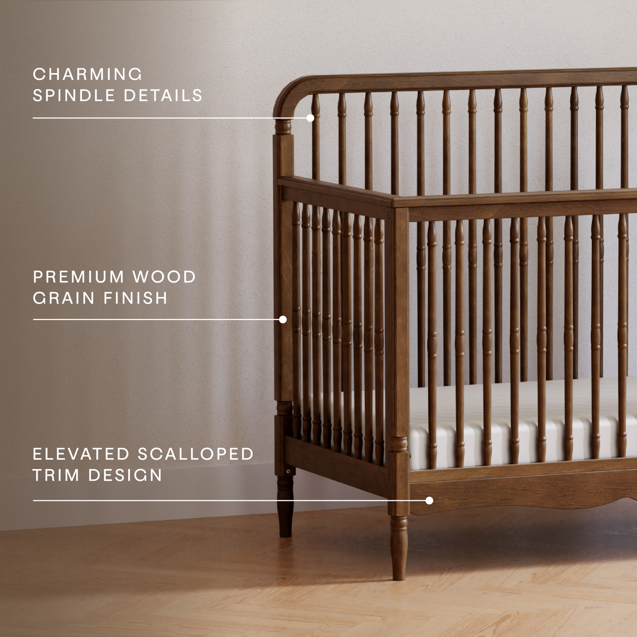 Liberty 4-in-1 Convertible Spindle Crib | Tots to Teens Furniture